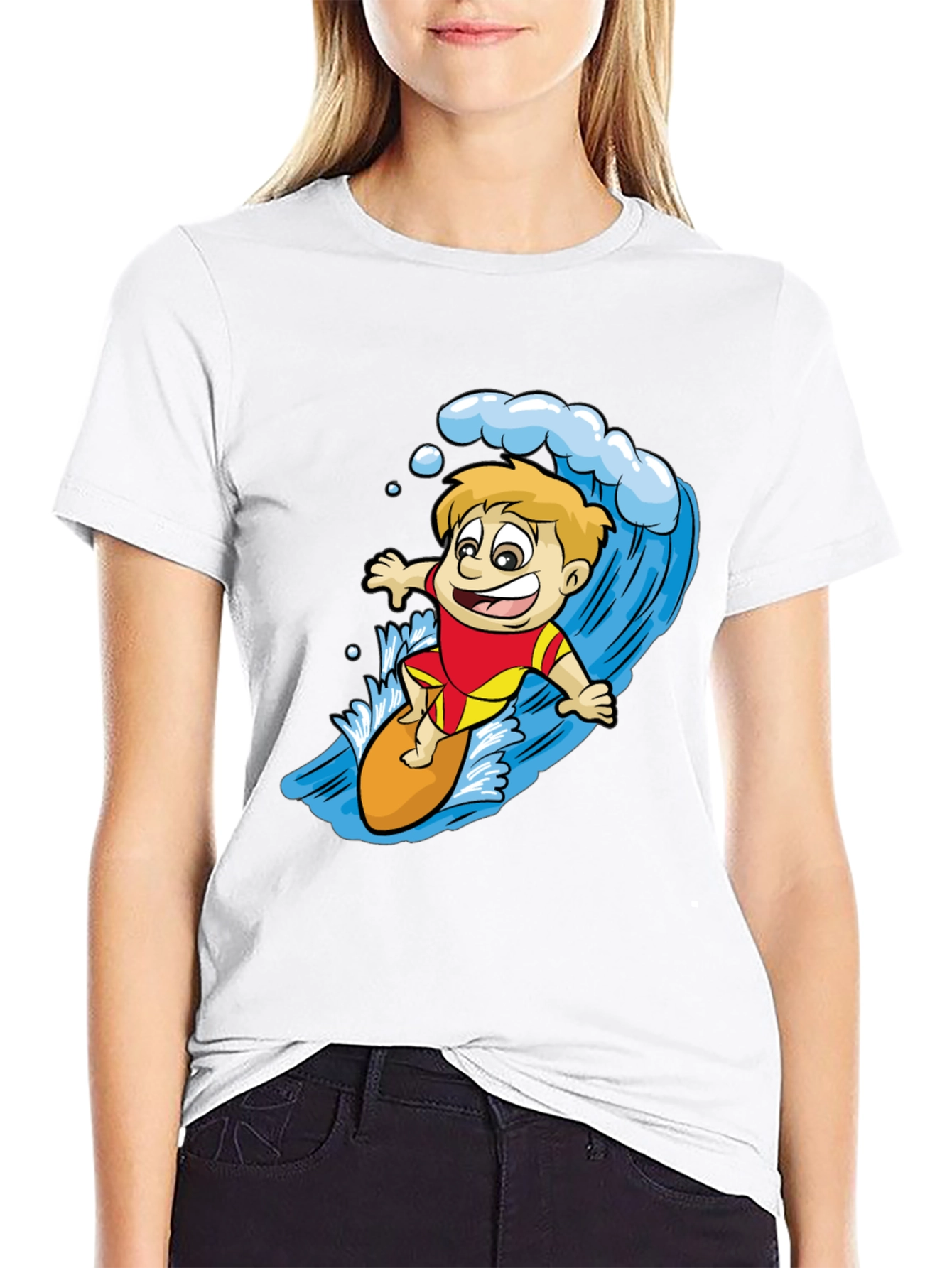 Surfer Boy Graphic Tee - Black Cotton Shirt