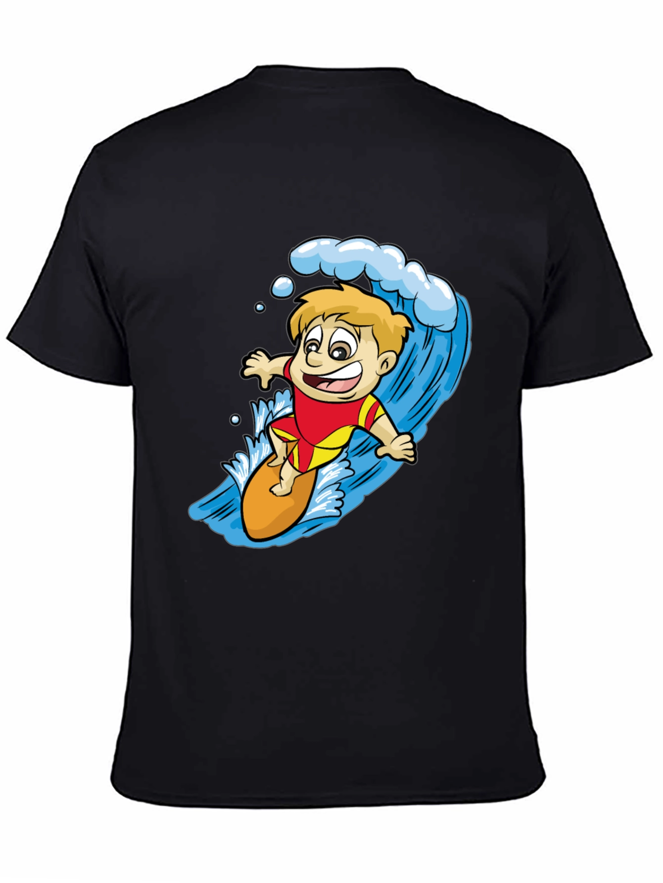 Surfer Boy Graphic Tee - Black Cotton Shirt