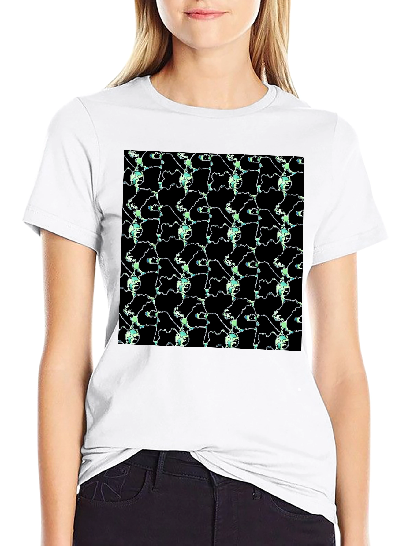 Abstract Pattern Graphic Black T-Shirt