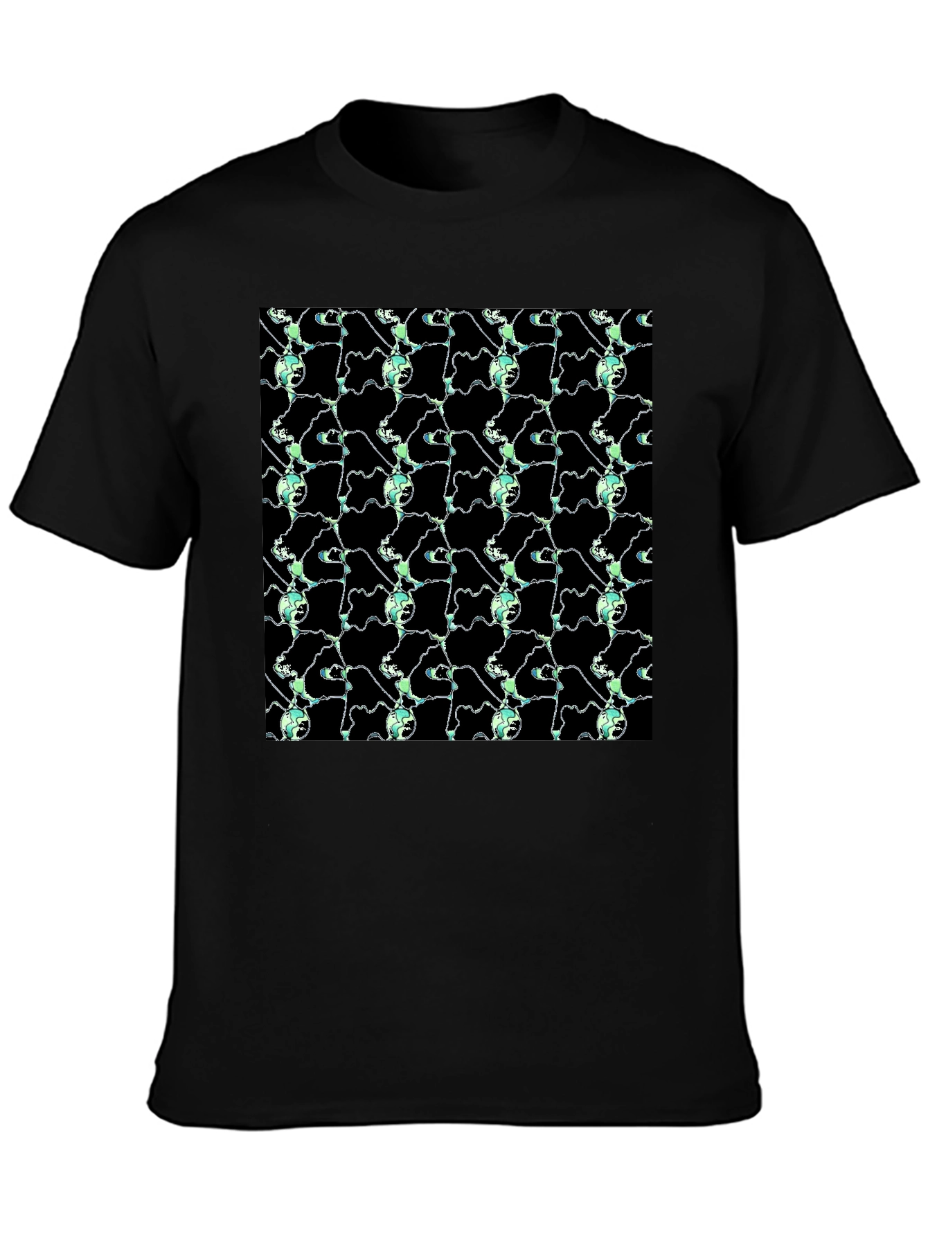 Abstract Pattern Graphic Black T-Shirt