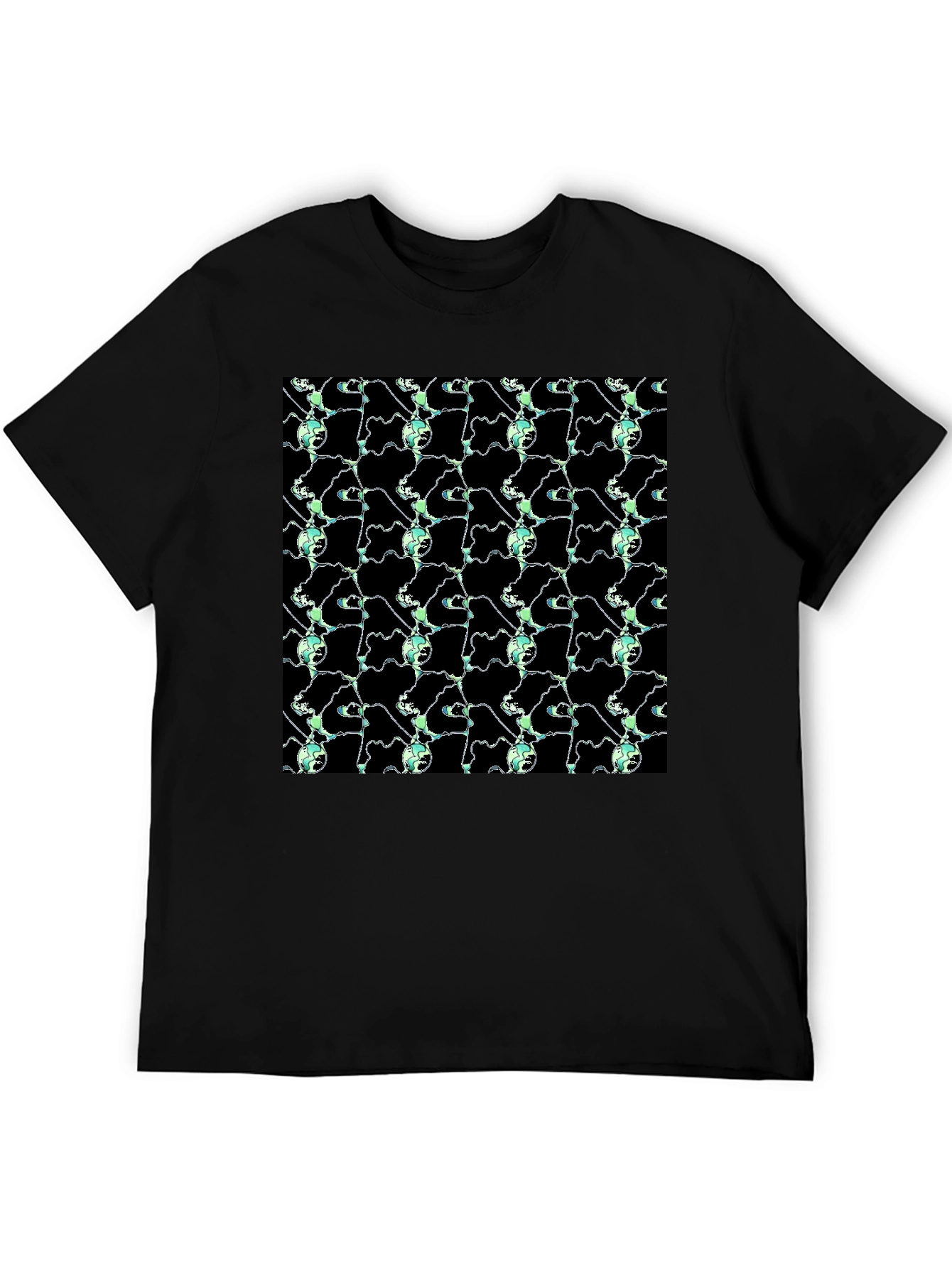 Abstract Pattern Graphic Black T-Shirt
