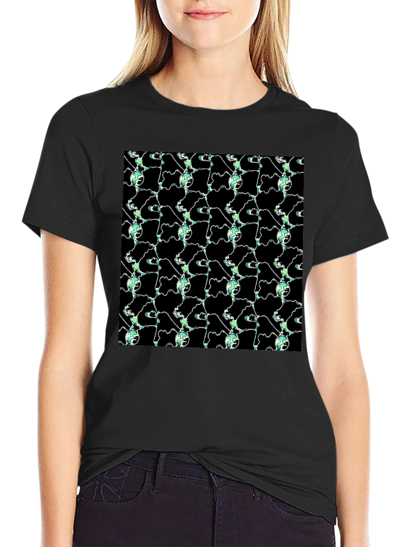 Abstract Pattern Graphic Black T-Shirt