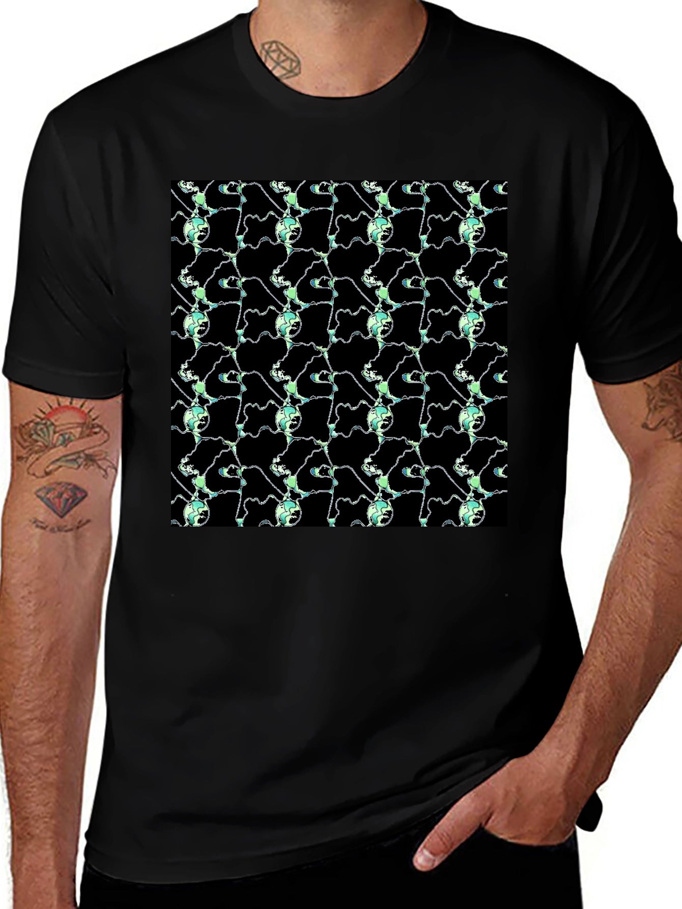 Abstract Pattern Graphic Black T-Shirt