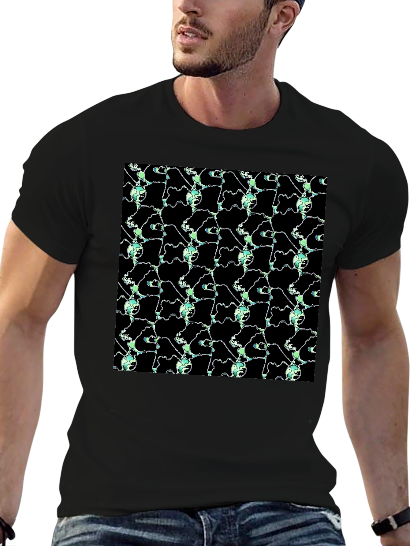 Abstract Pattern Graphic Black T-Shirt
