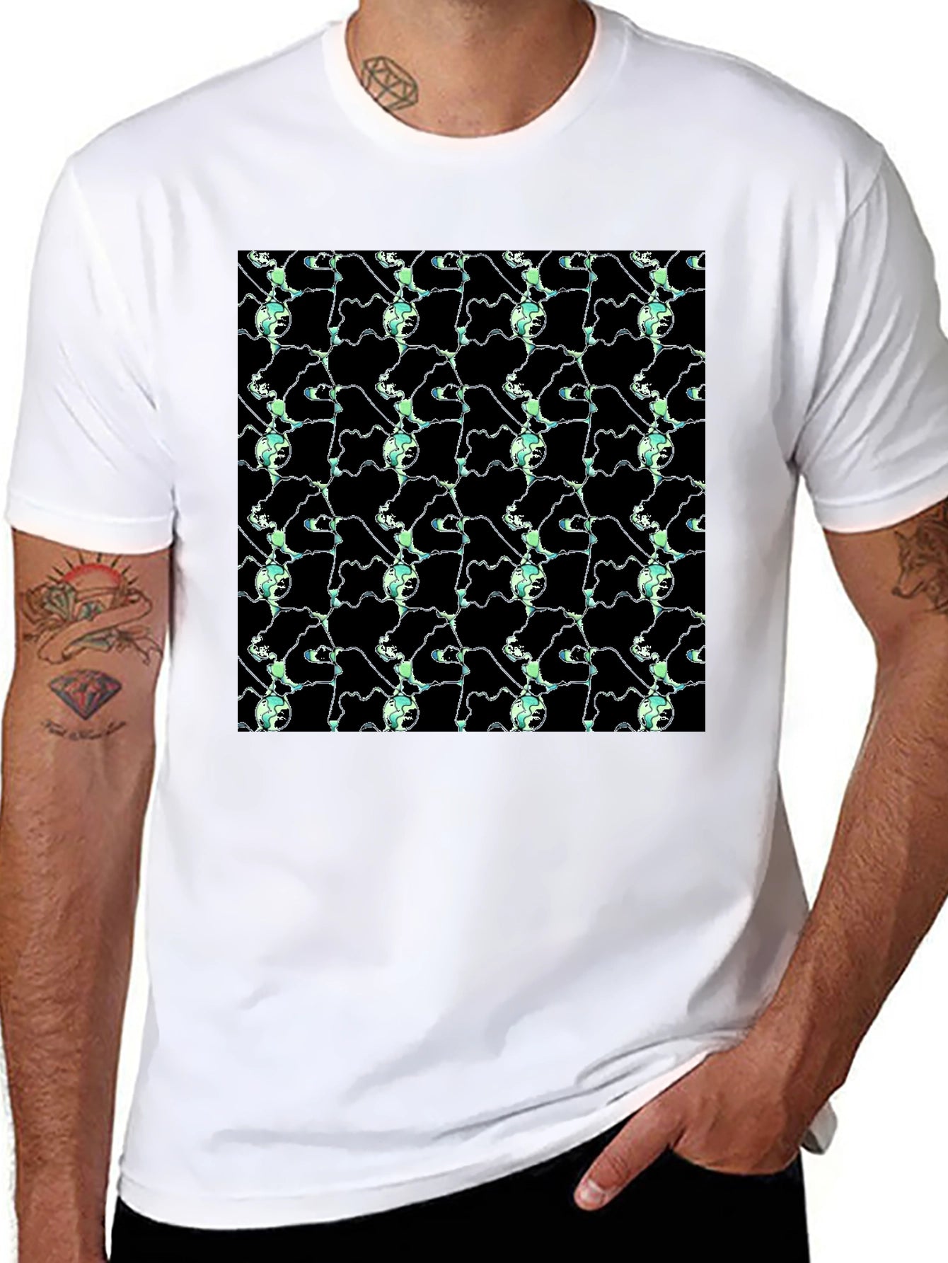 Abstract Pattern Graphic Black T-Shirt