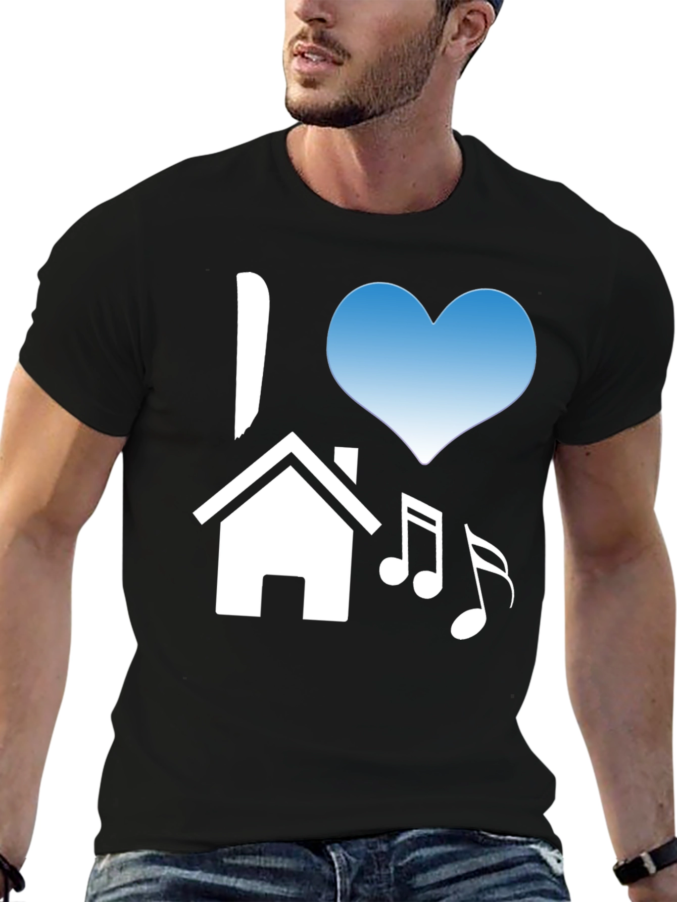I Love House Music Black T-Shirt