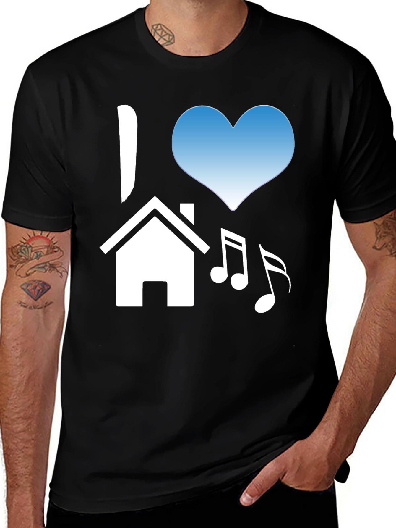 I Love House Music Black T-Shirt