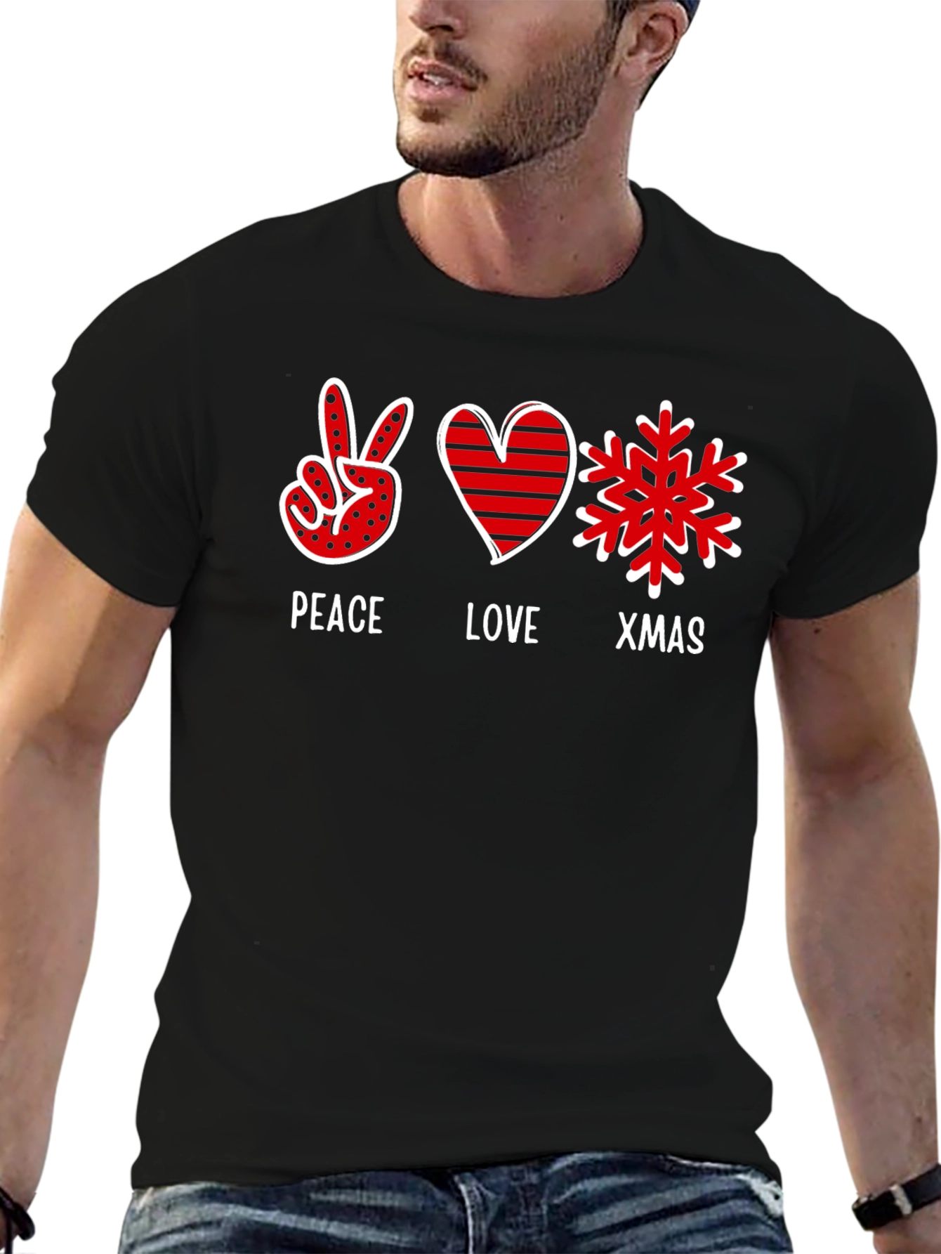 Peace Love Xmas T-Shirt Holiday Festive Tee