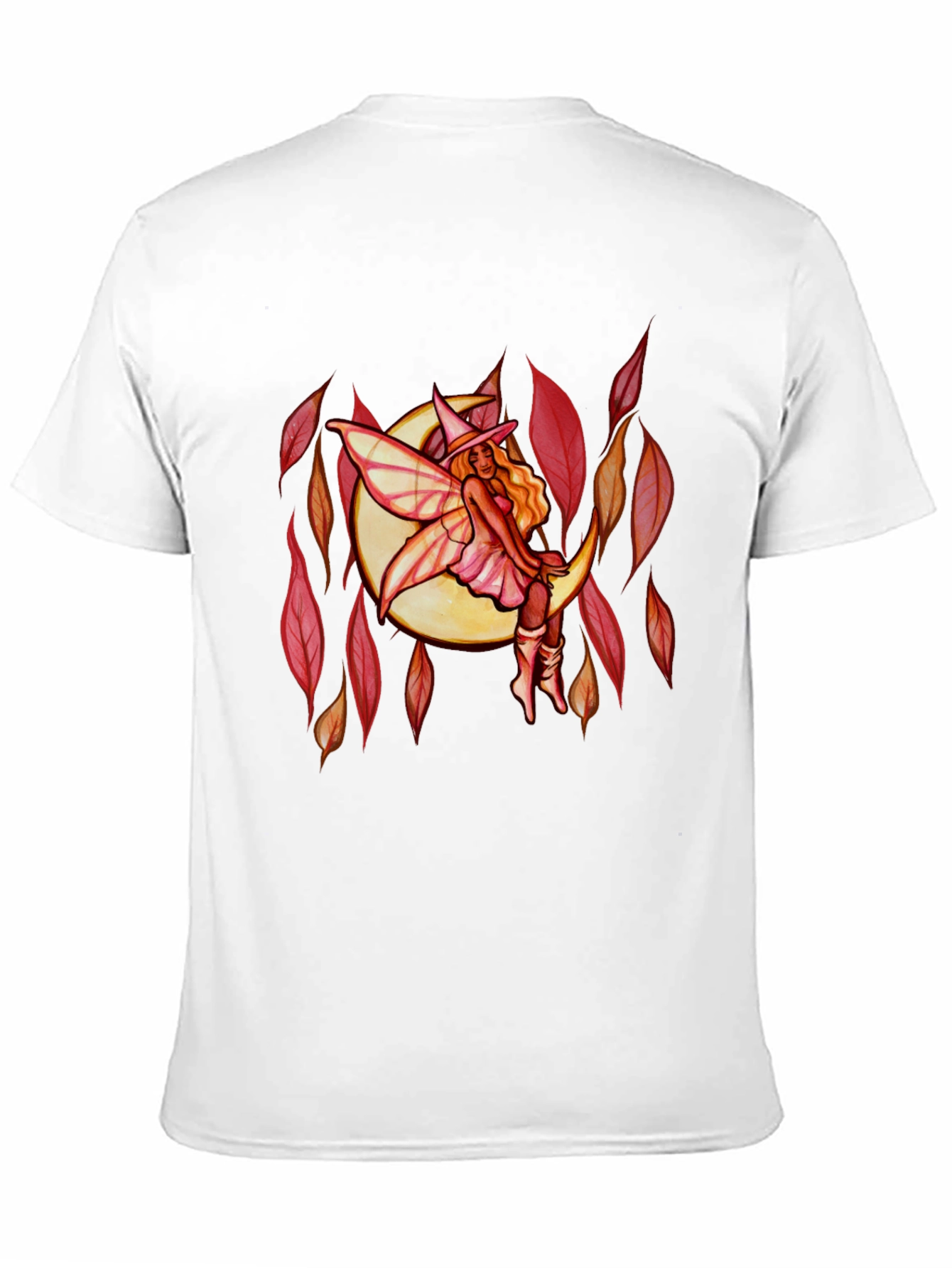 Fairy Moon Graphic Tee - Black Cotton Casual