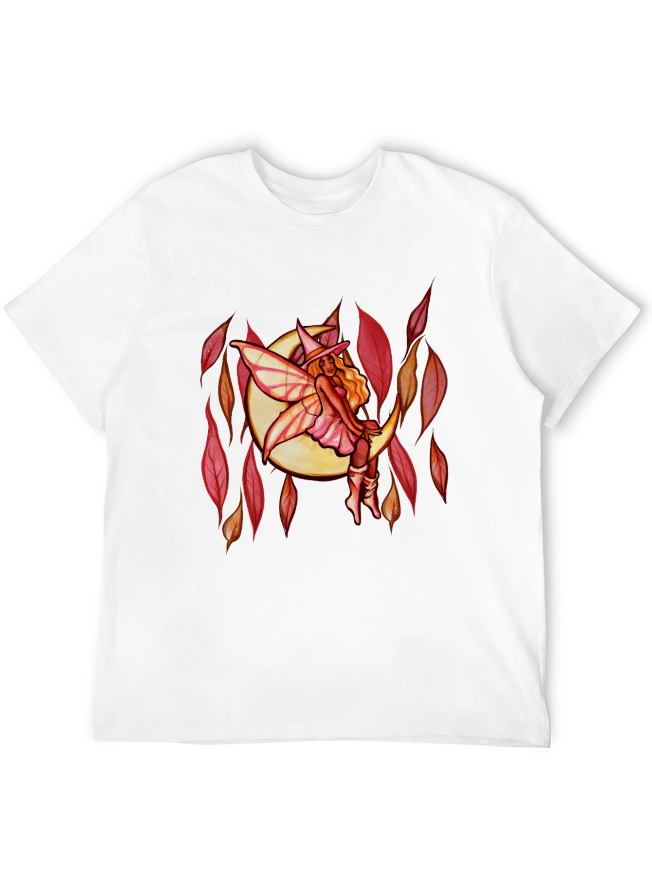 Fairy Moon Graphic Tee - Black Cotton Casual