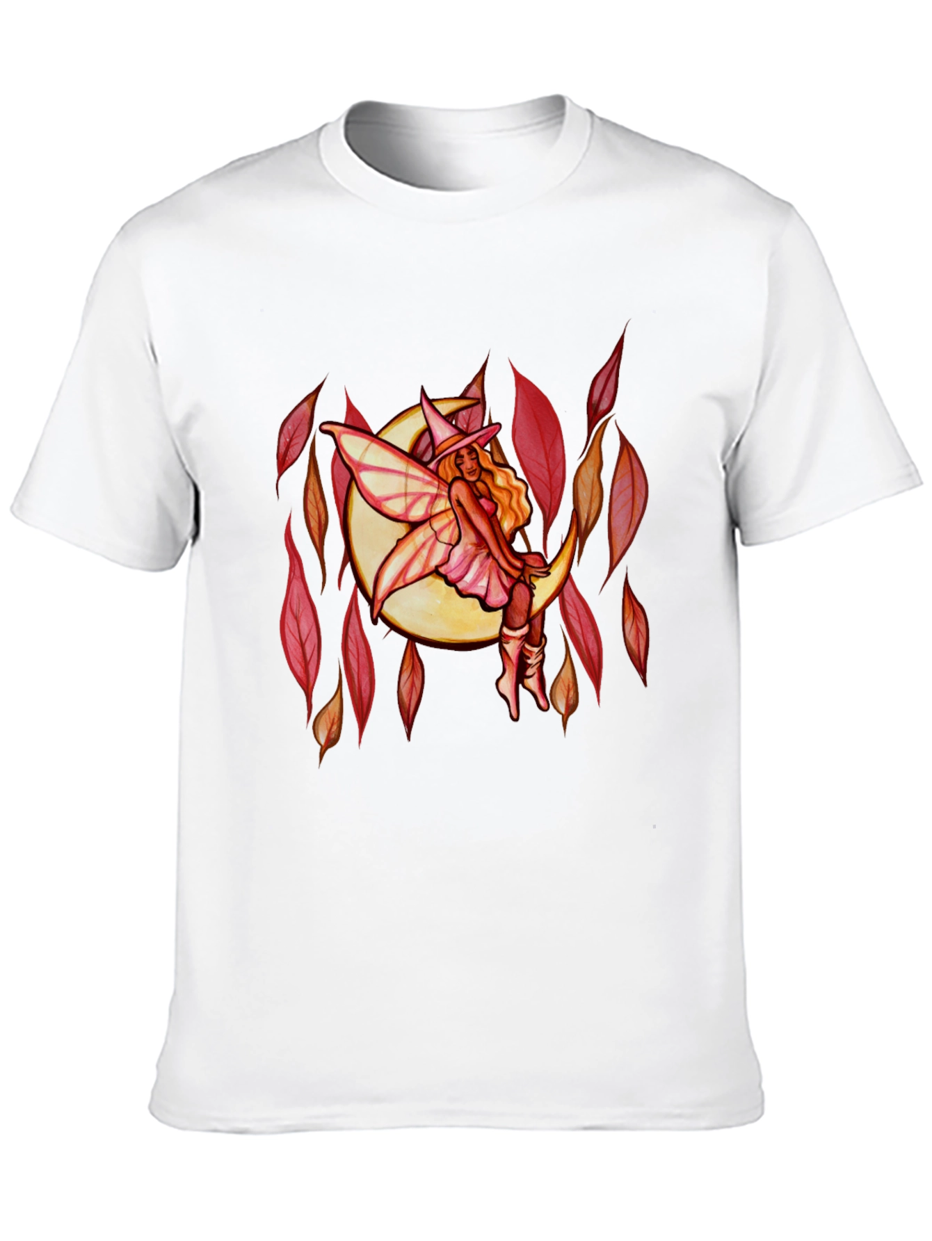 Fairy Moon Graphic Tee - Black Cotton Casual