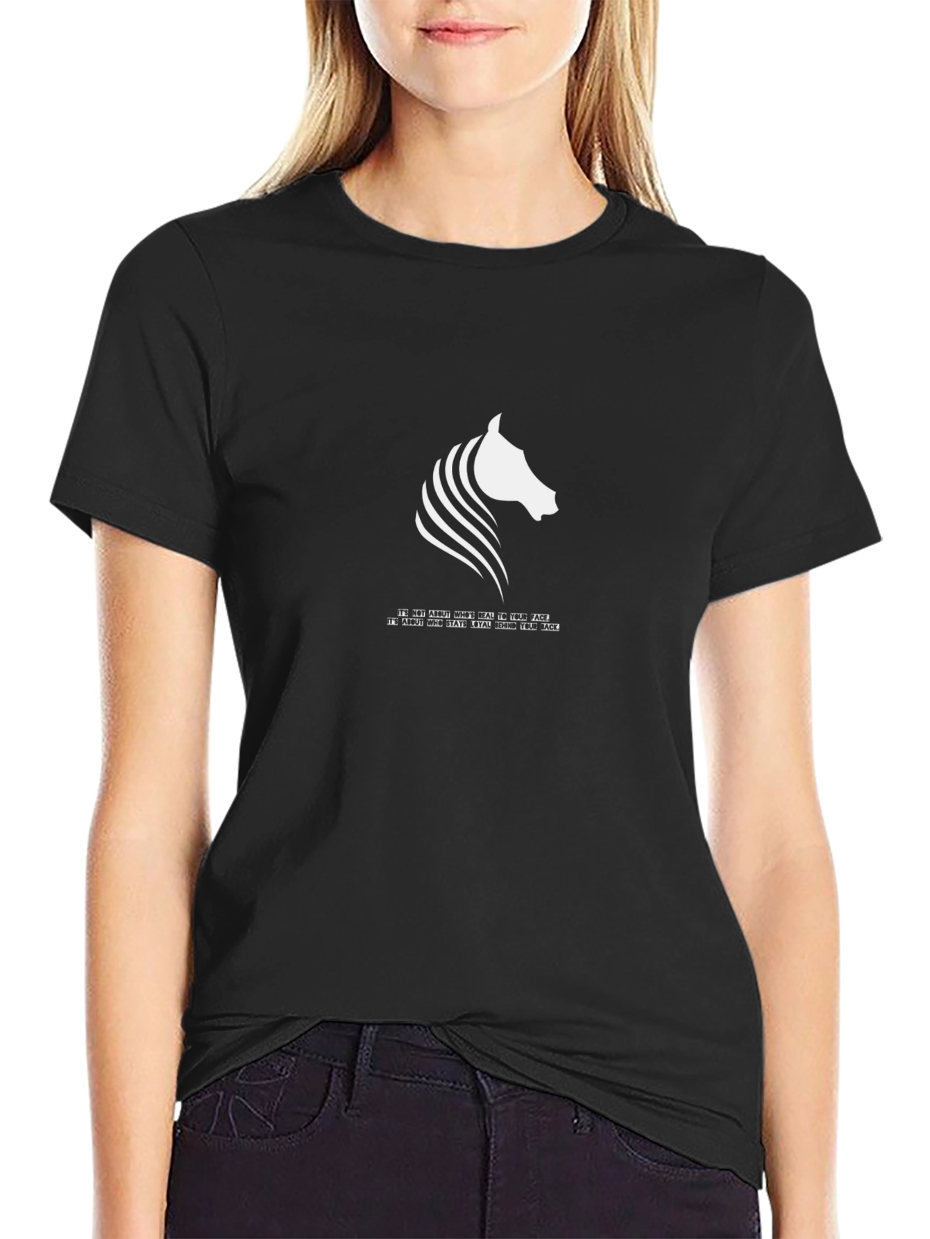Stylish Black T-Shirt with Horse Graphic