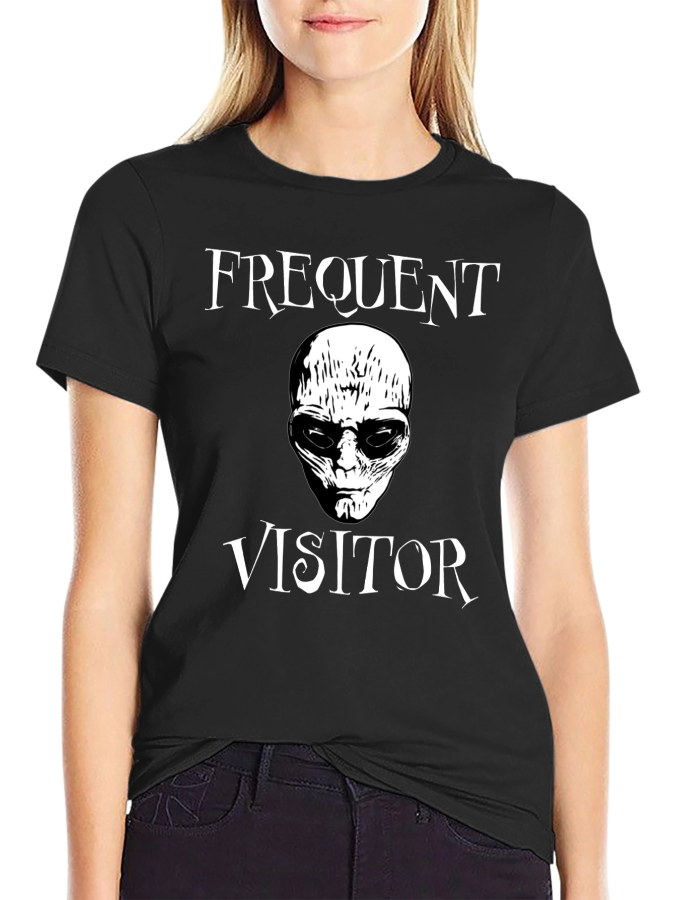 Frequent Visitor Alien Graphic Tee - Black T-Shirt