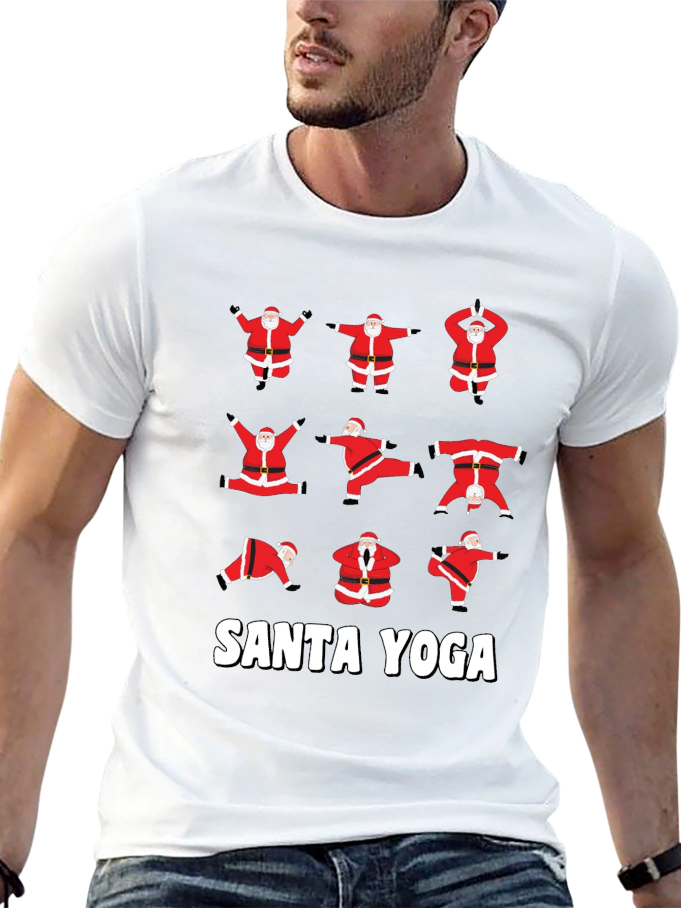 Santa Yoga Graphic T-Shirt - Holiday Fun!