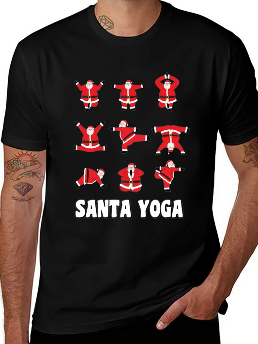 Santa Yoga Graphic T-Shirt - Holiday Fun!