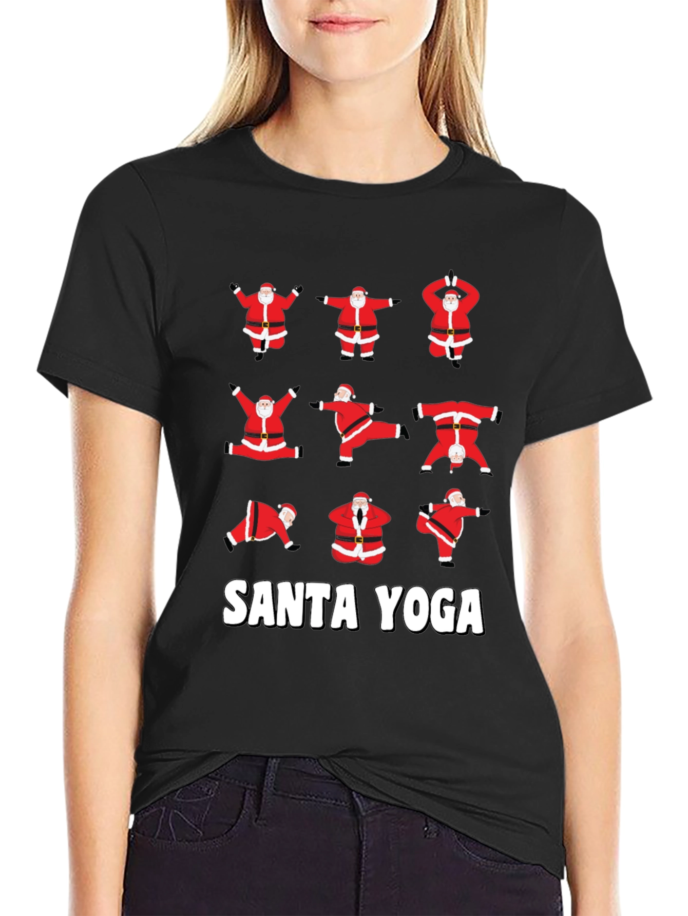 Santa Yoga Graphic T-Shirt - Holiday Fun!