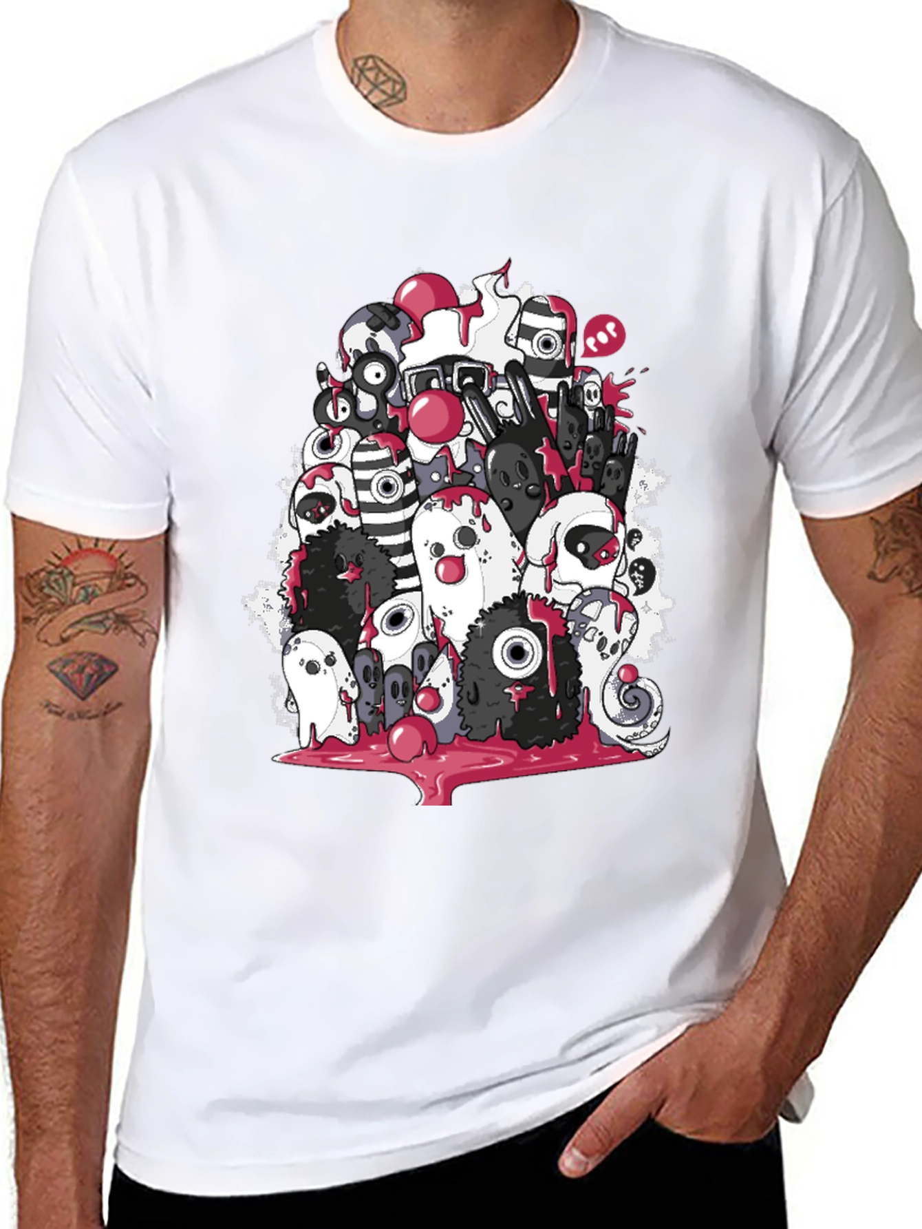 Ghost Doodle Graphic Tee - Spooky Fun