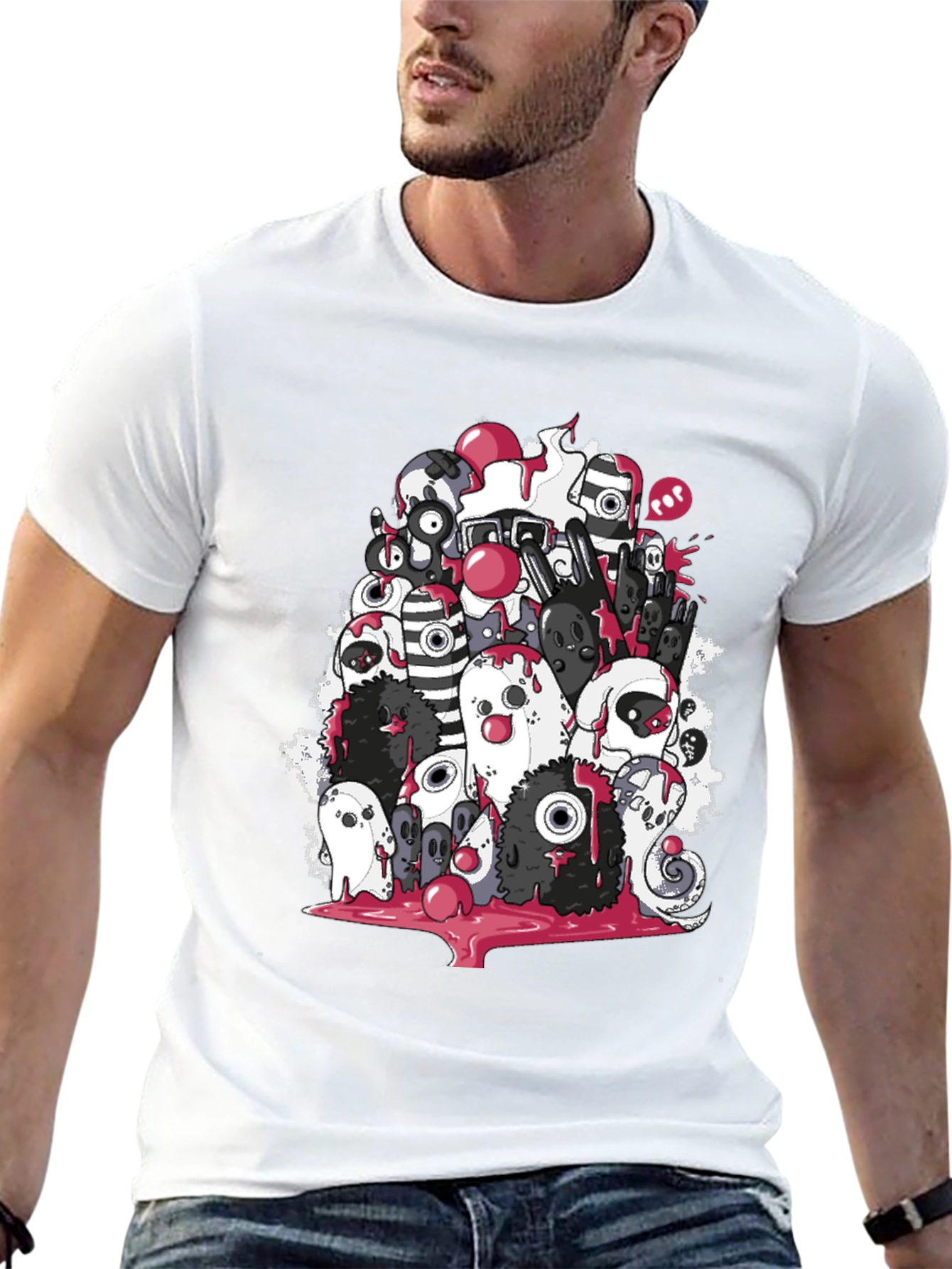 Ghost Doodle Graphic Tee - Spooky Fun