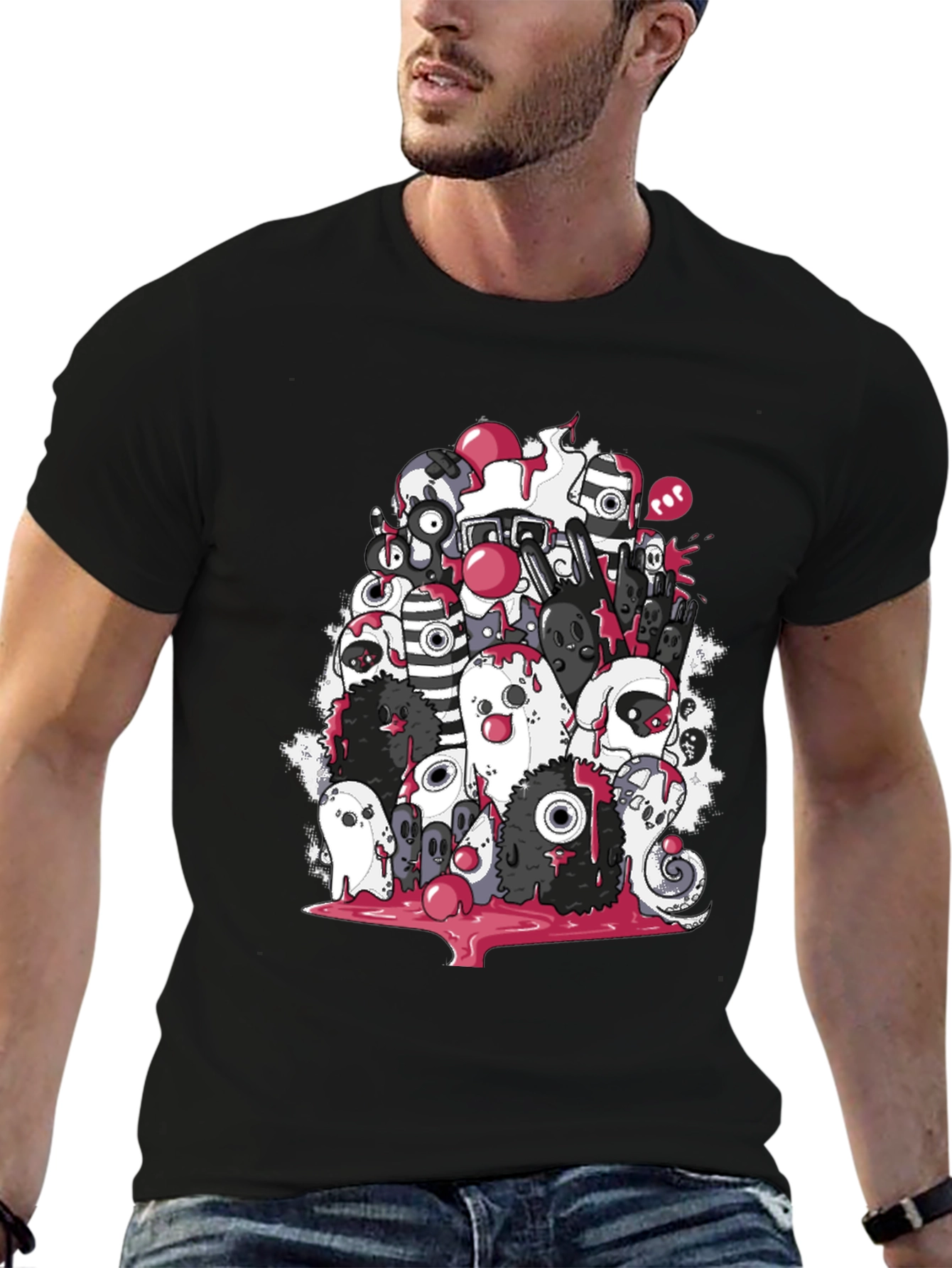 Ghost Doodle Graphic Tee - Spooky Fun
