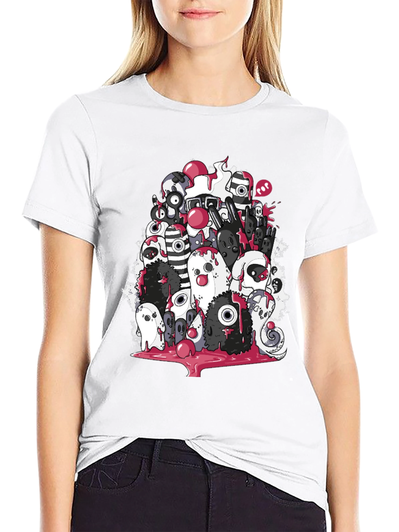 Ghost Doodle Graphic Tee - Spooky Fun