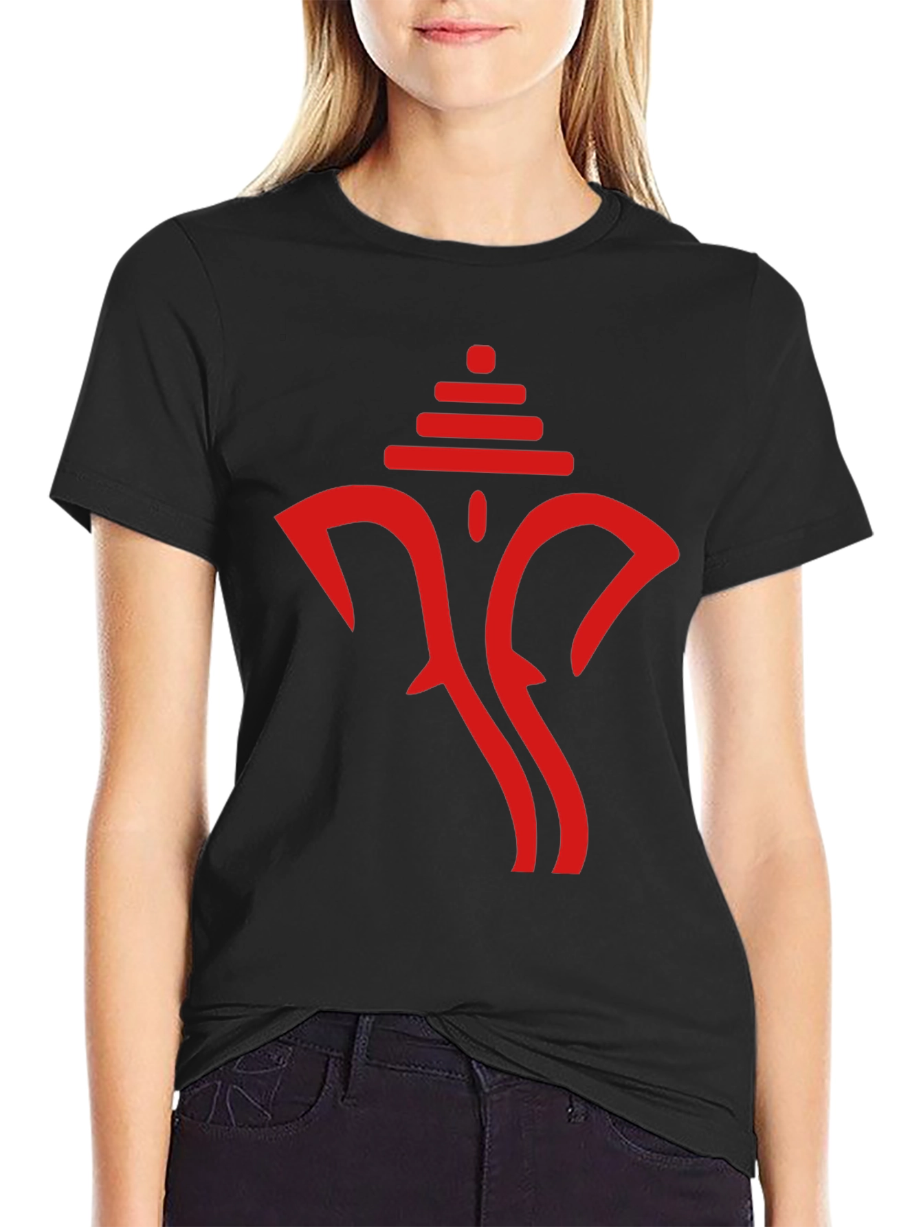 Modern Ganesha Graphic Tee - Black