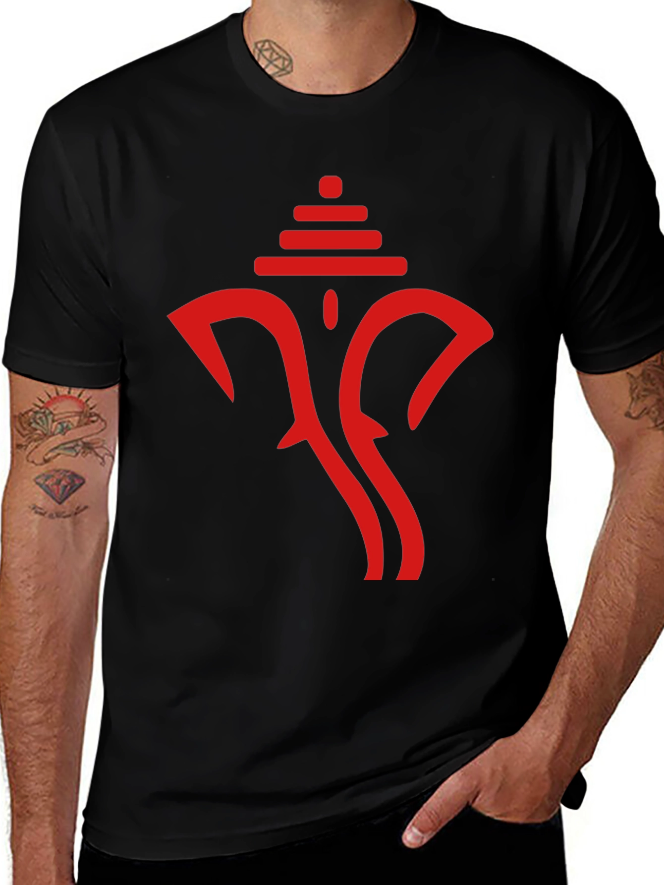 Modern Ganesha Graphic Tee - Black