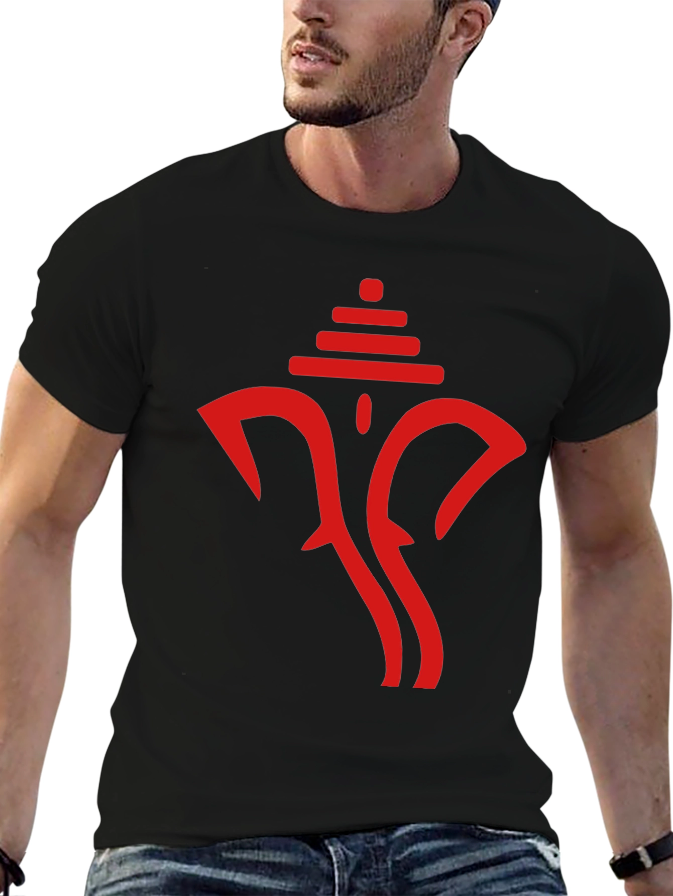 Modern Ganesha Graphic Tee - Black