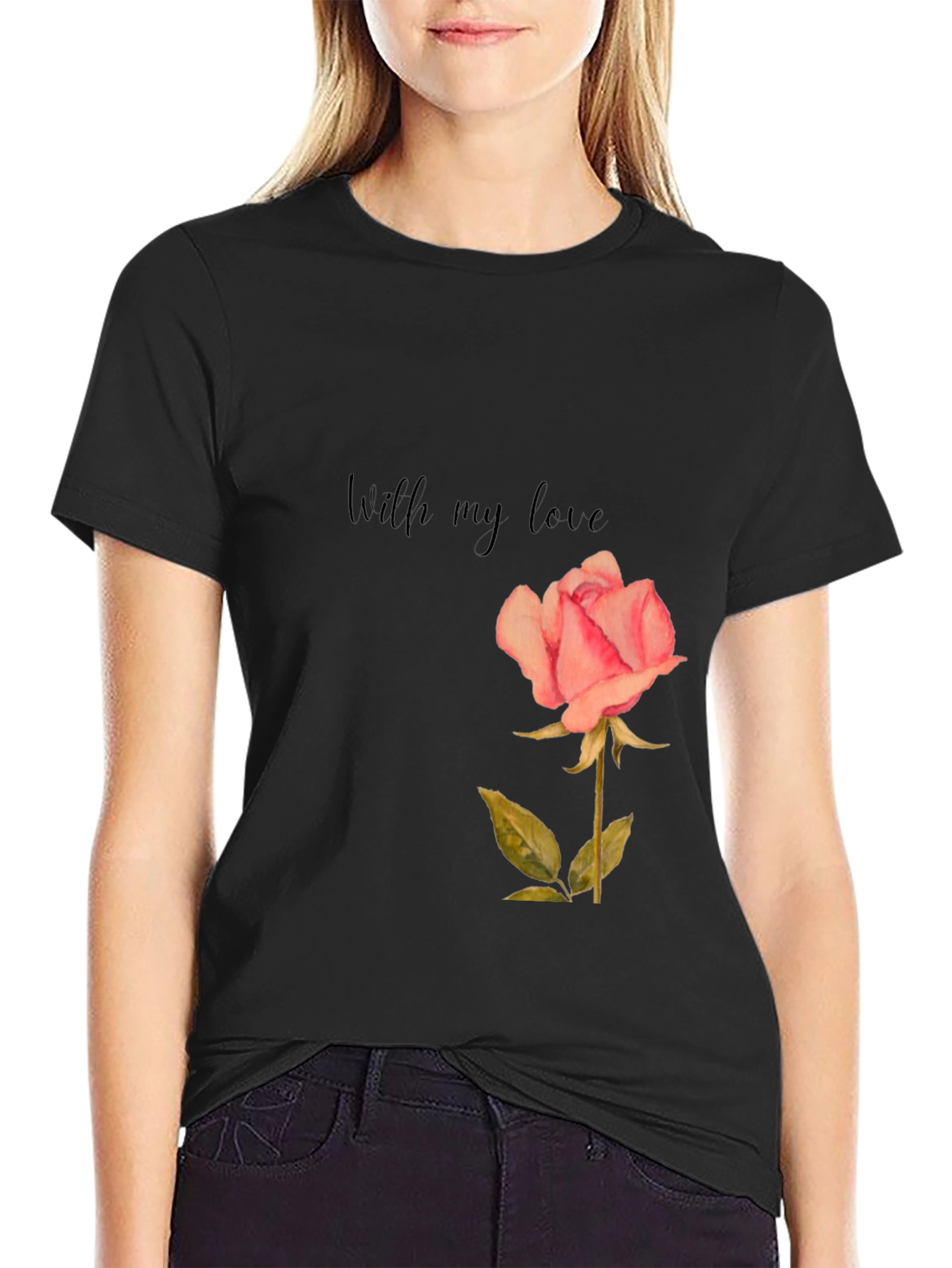 Romantic Rose Graphic Tee - With My Love Shirt