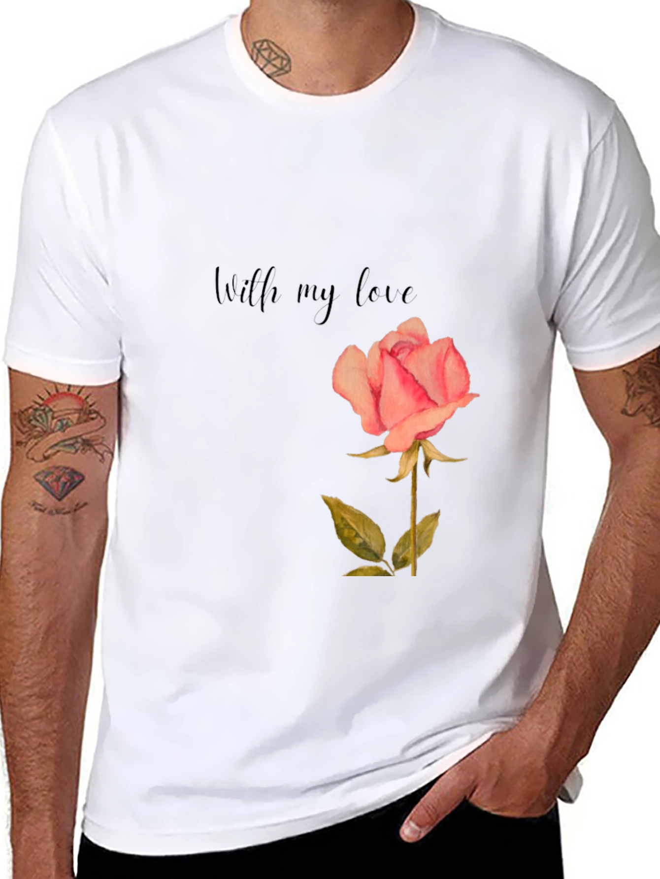 Romantic Rose Graphic Tee - With My Love Shirt