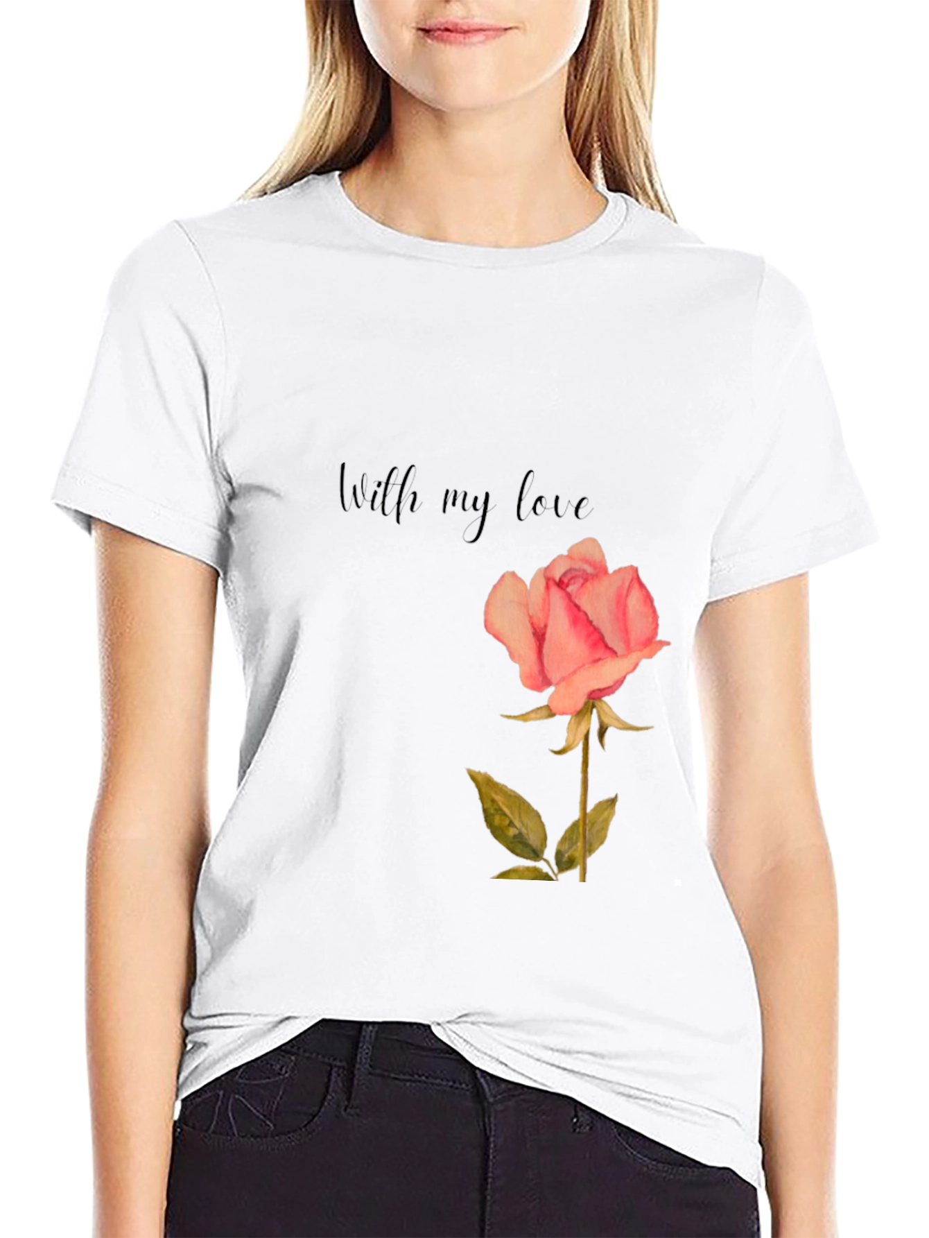 Romantic Rose Graphic Tee - With My Love Shirt