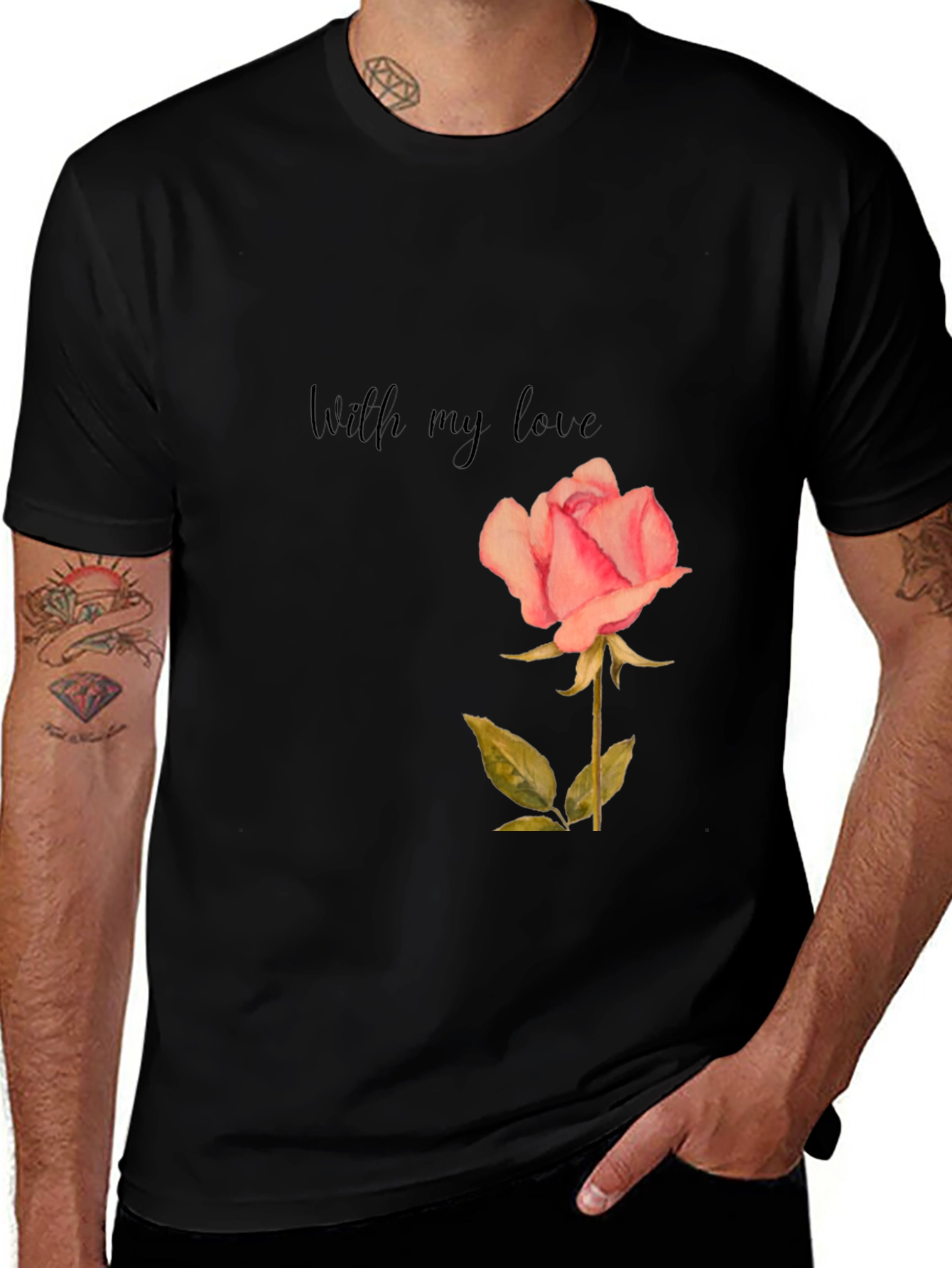 Romantic Rose Graphic Tee - With My Love Shirt