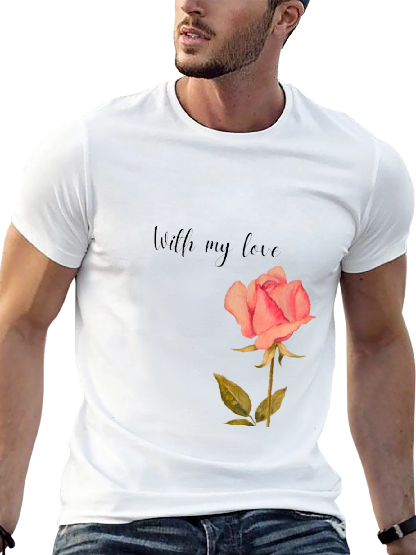 Romantic Rose Graphic Tee - With My Love Shirt