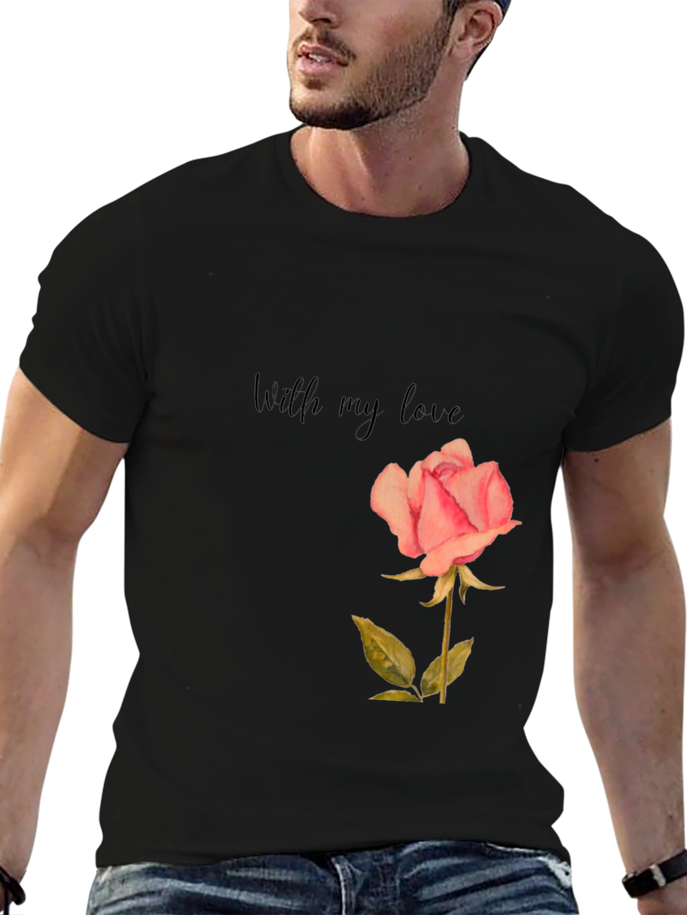Romantic Rose Graphic Tee - With My Love Shirt