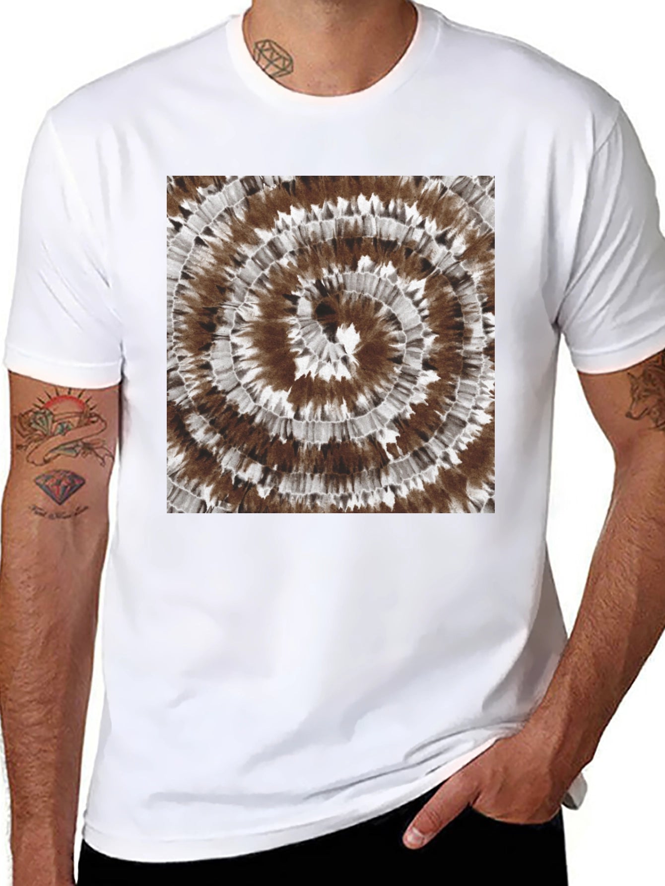 Tie-Dye Spiral Graphic Tee - Casual Black Cotton T-Shirt