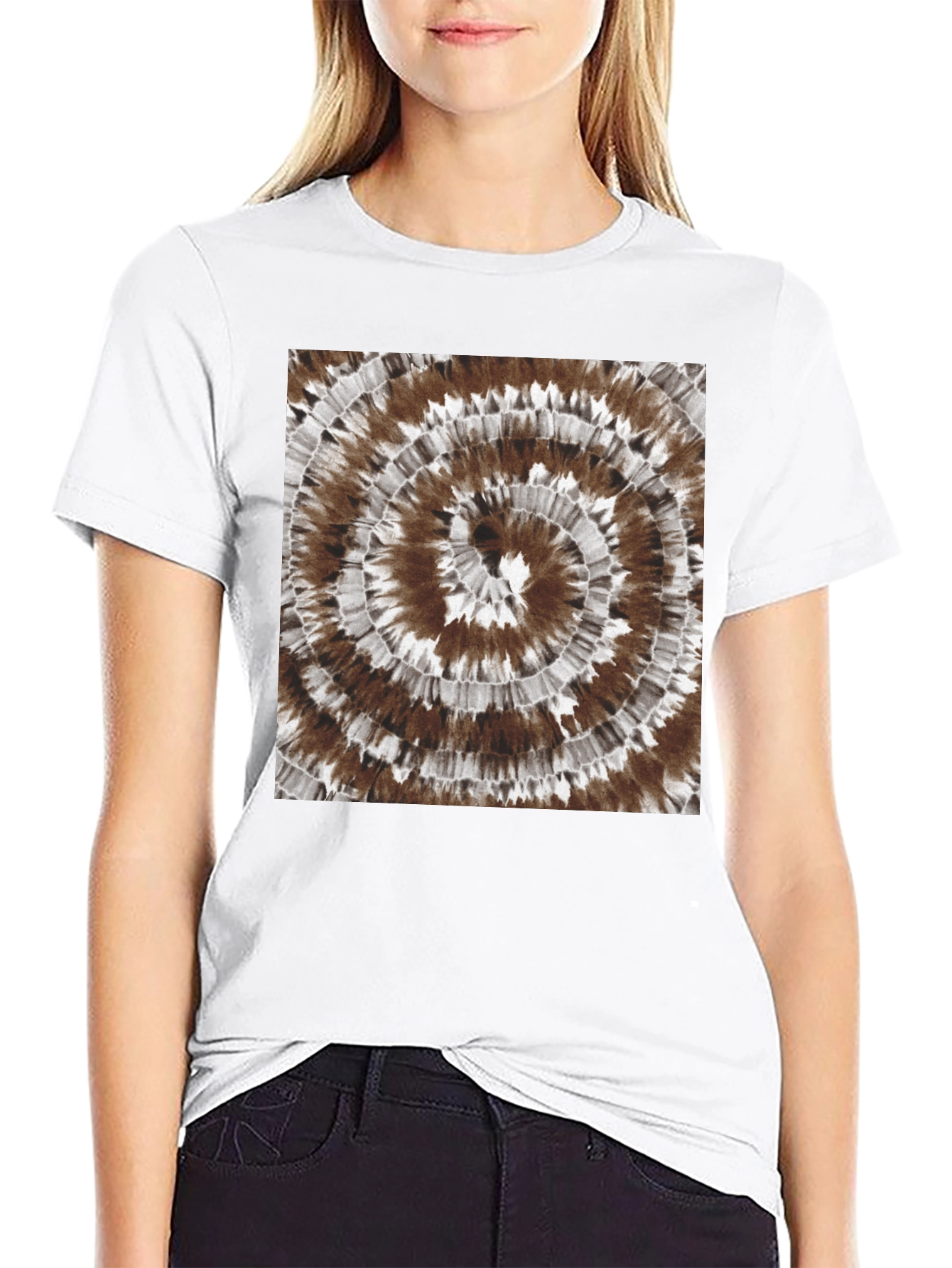 Tie-Dye Spiral Graphic Tee - Casual Black Cotton T-Shirt