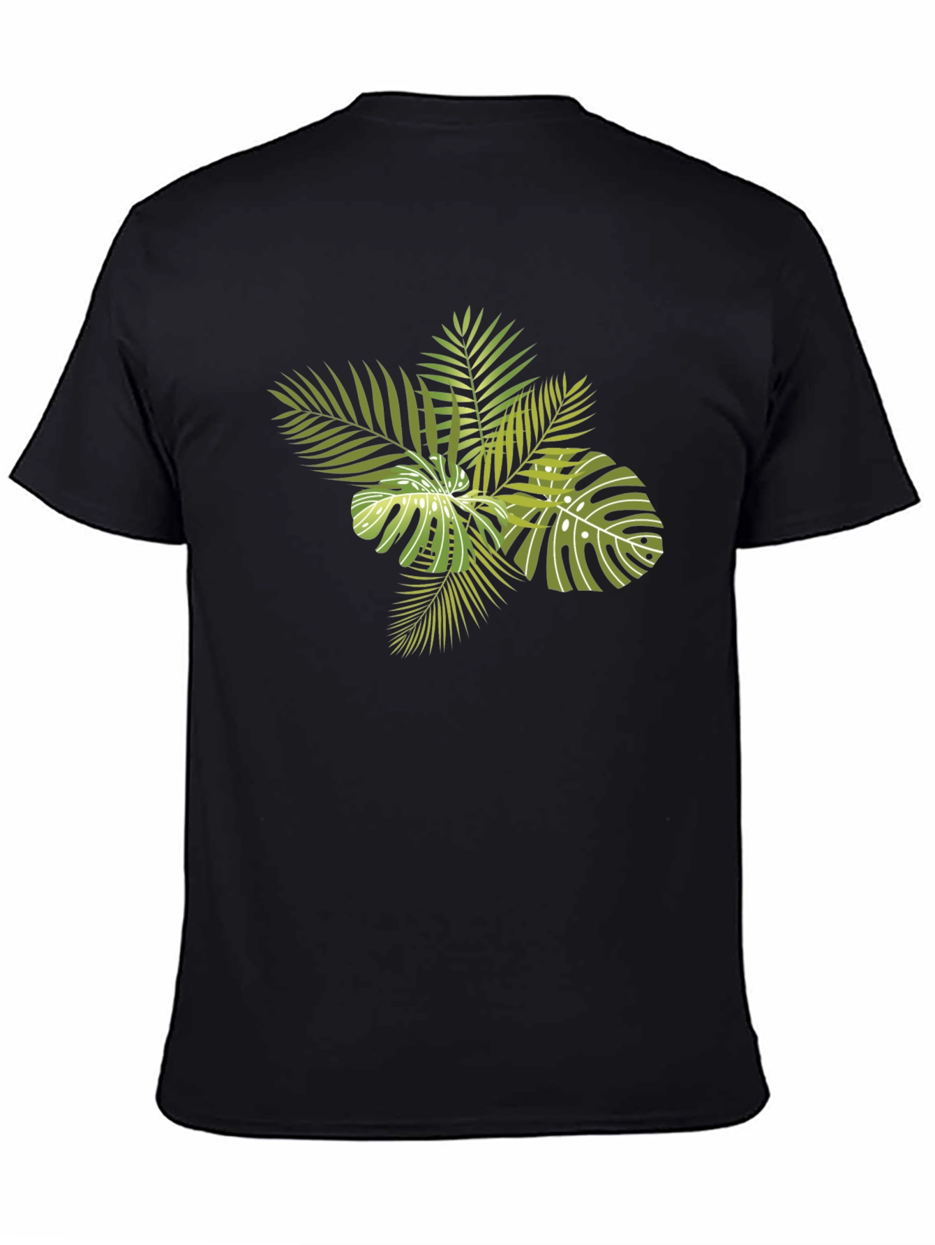 Tropical Leaves Graphic Black T-Shirt