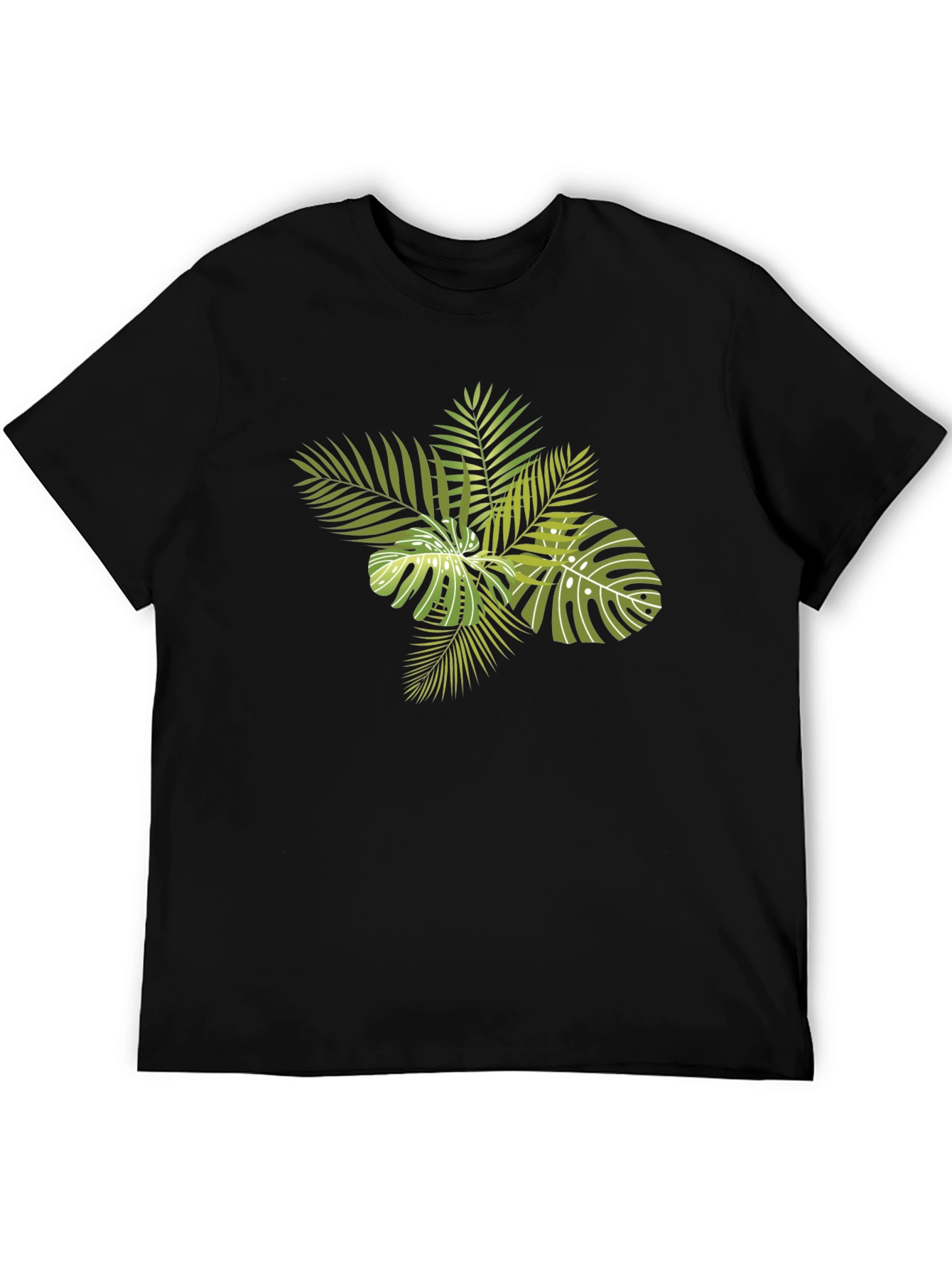 Tropical Leaves Graphic Black T-Shirt