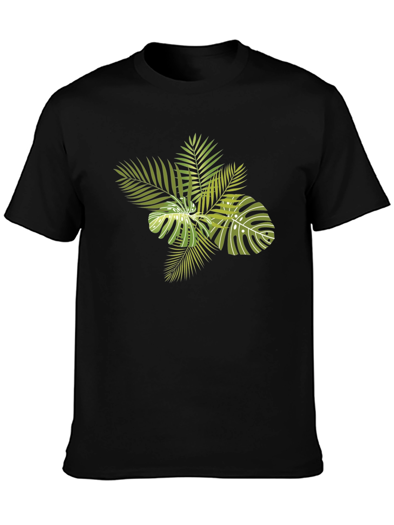 Tropical Leaves Graphic Black T-Shirt
