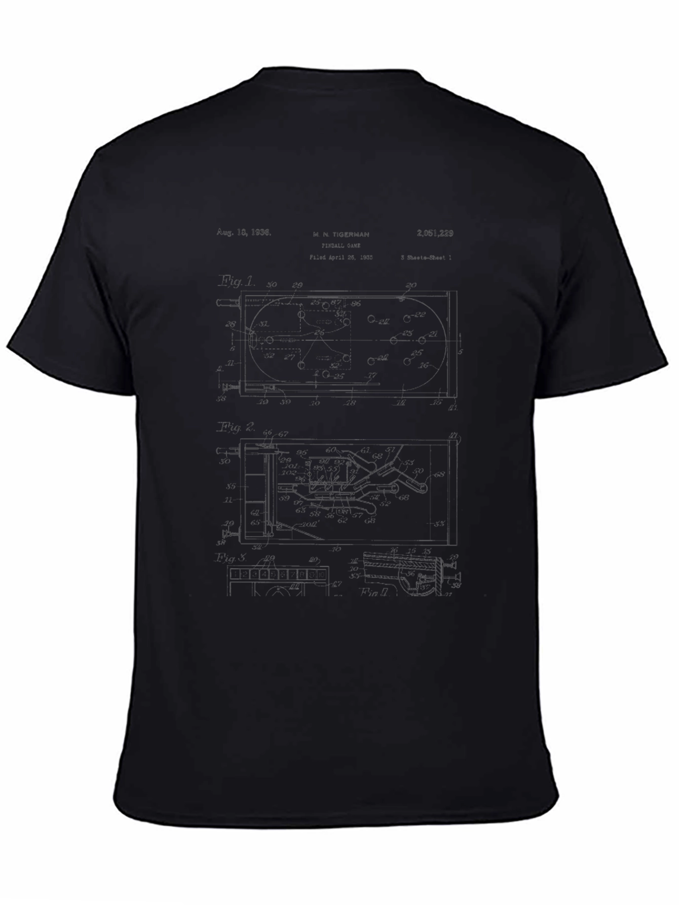Unique Patent Design Black T-Shirt