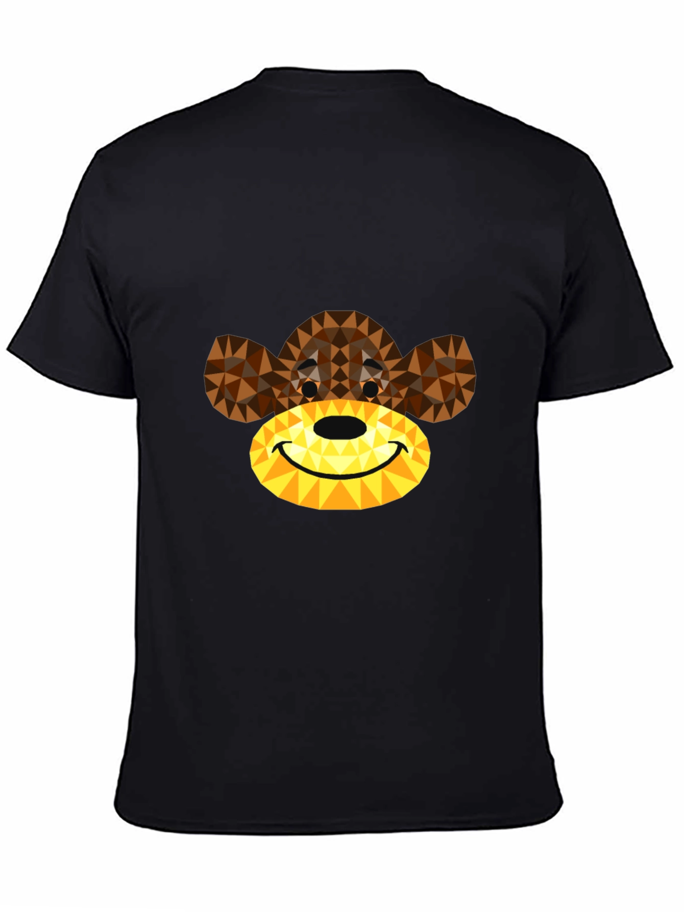 Geometric Monkey Face Graphic T-Shirt - Black