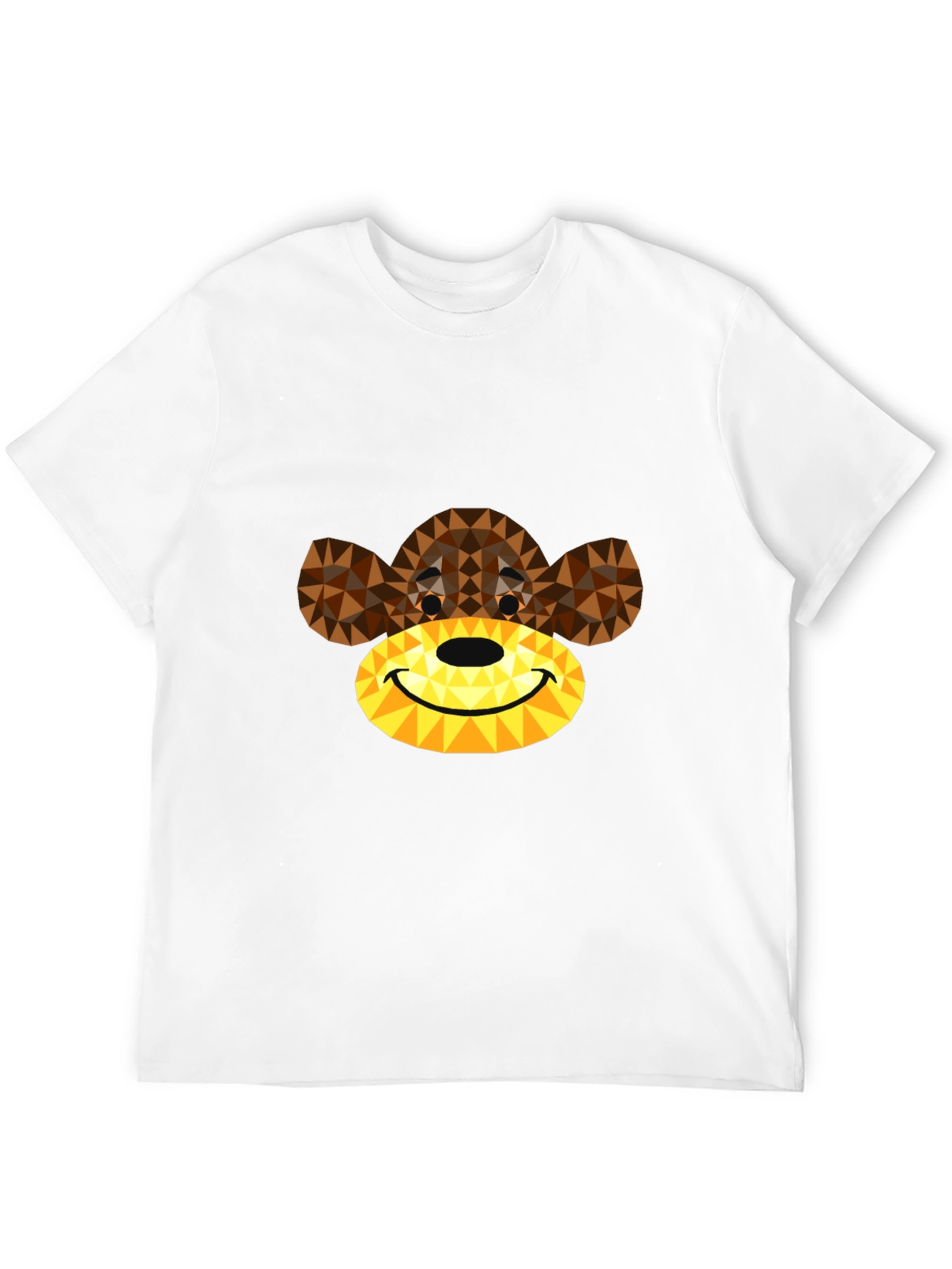 Geometric Monkey Face Graphic T-Shirt - Black