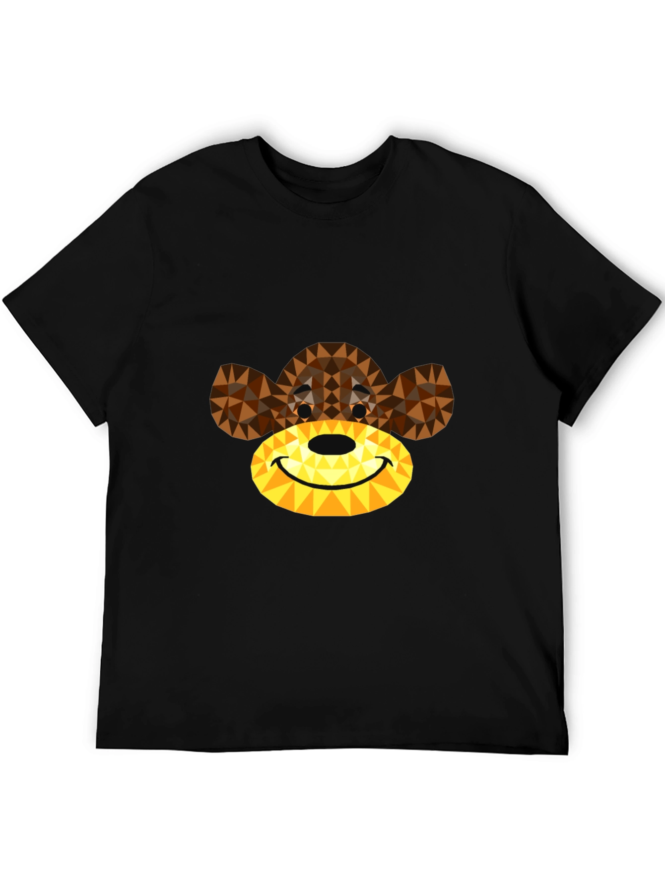 Geometric Monkey Face Graphic T-Shirt - Black