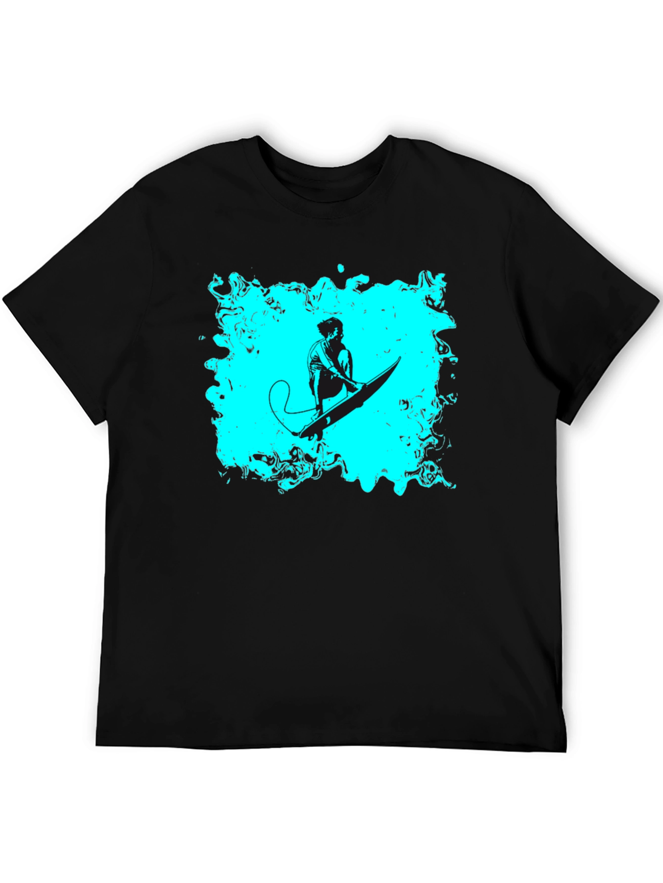Surfer Graphic Tee - Black Cotton Casual T-Shirt