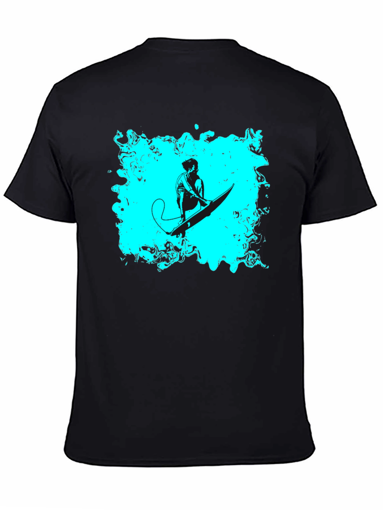 Surfer Graphic Tee - Black Cotton Casual T-Shirt