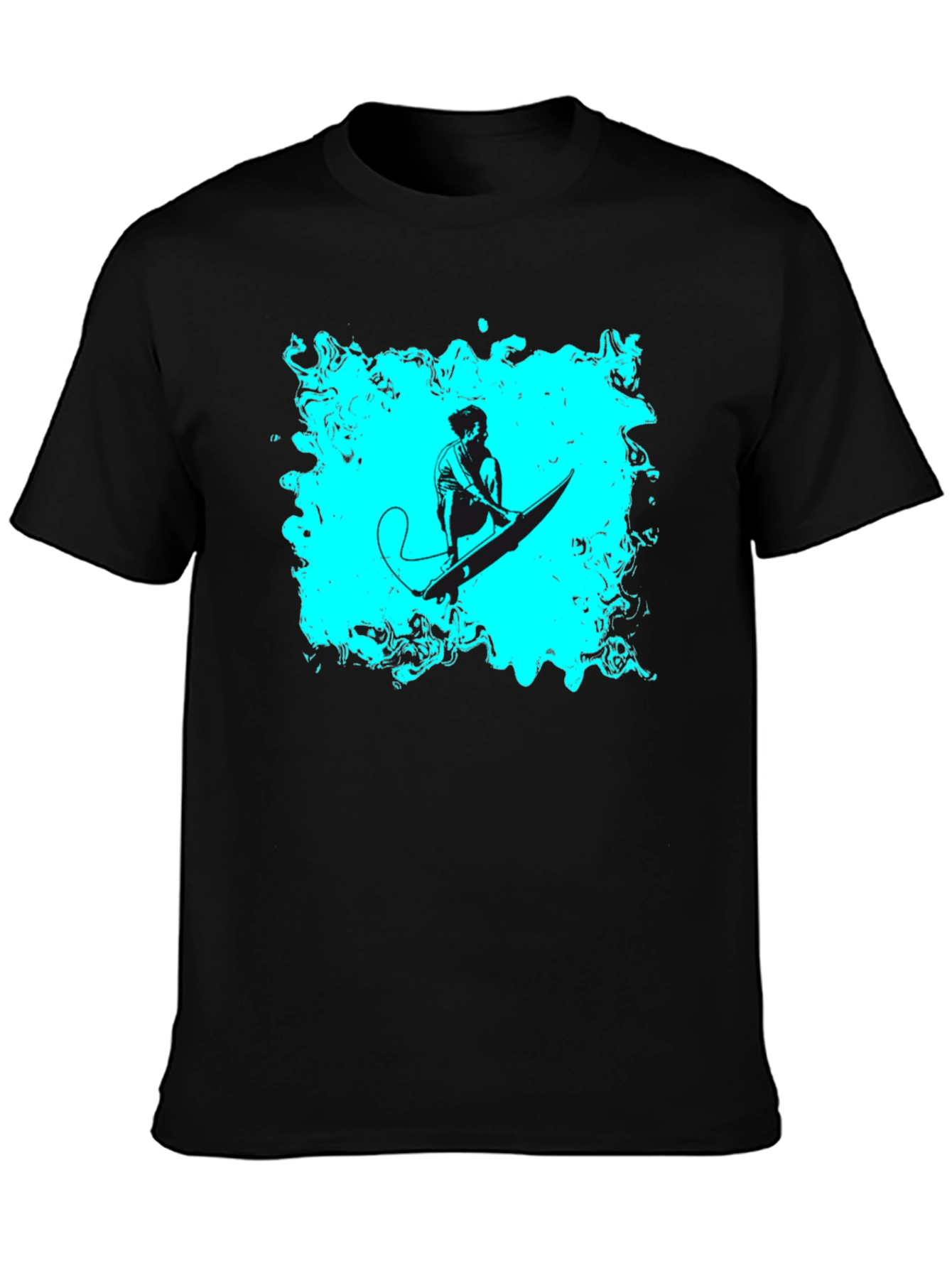 Surfer Graphic Tee - Black Cotton Casual T-Shirt