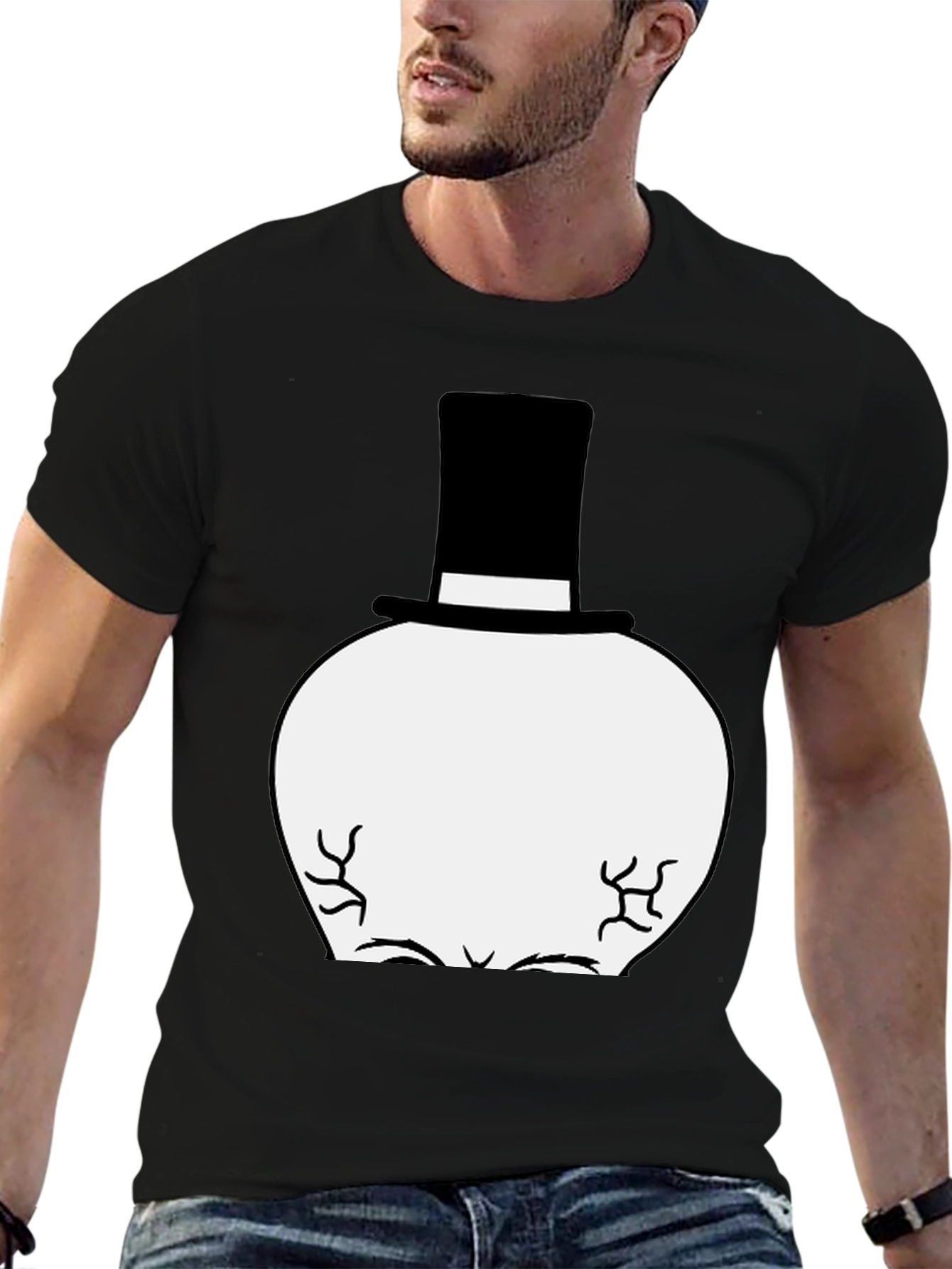 Top Hat Man Graphic Tee - Black Cotton T-Shirt