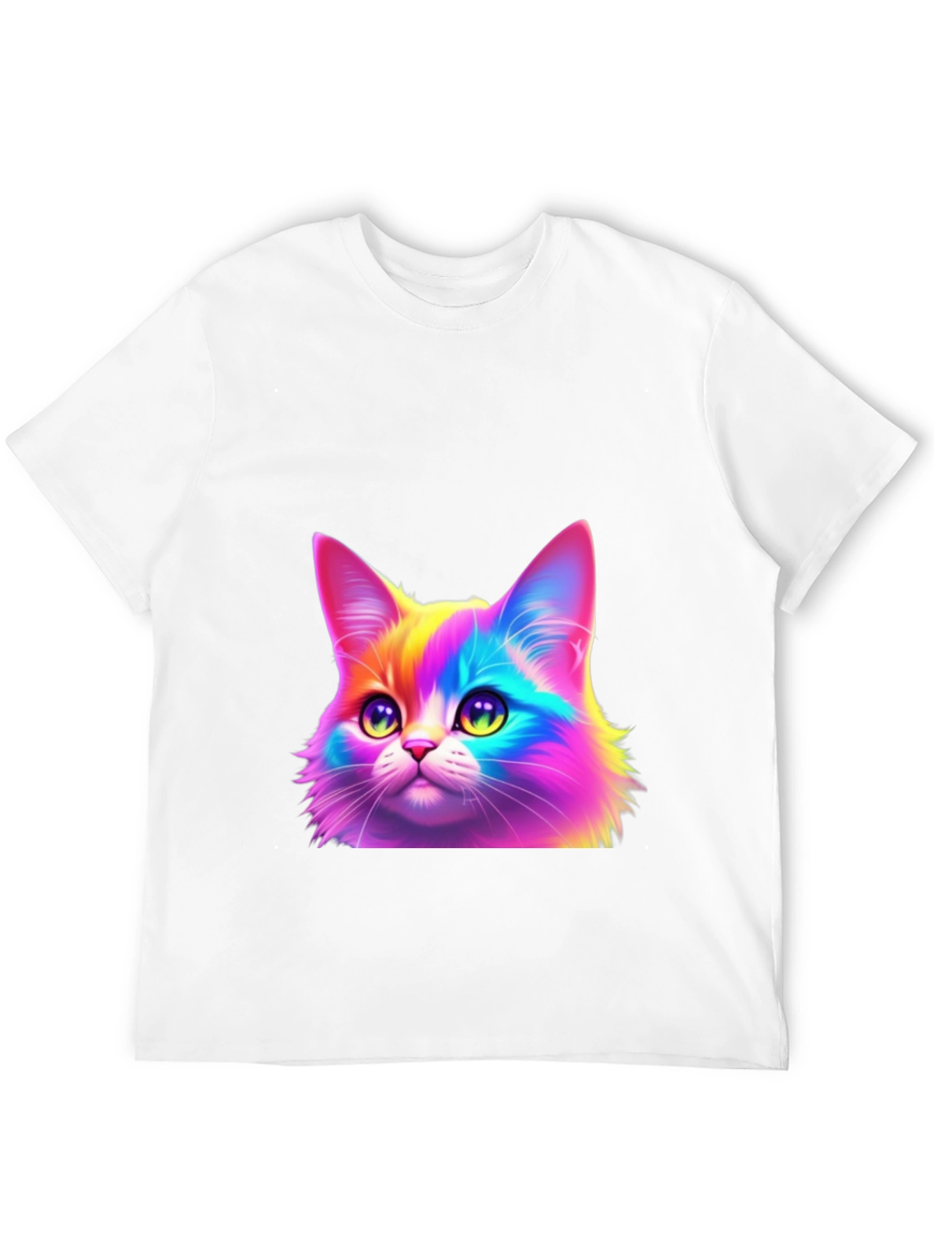 Rainbow Cat Graphic Tee - Black Cotton Blend