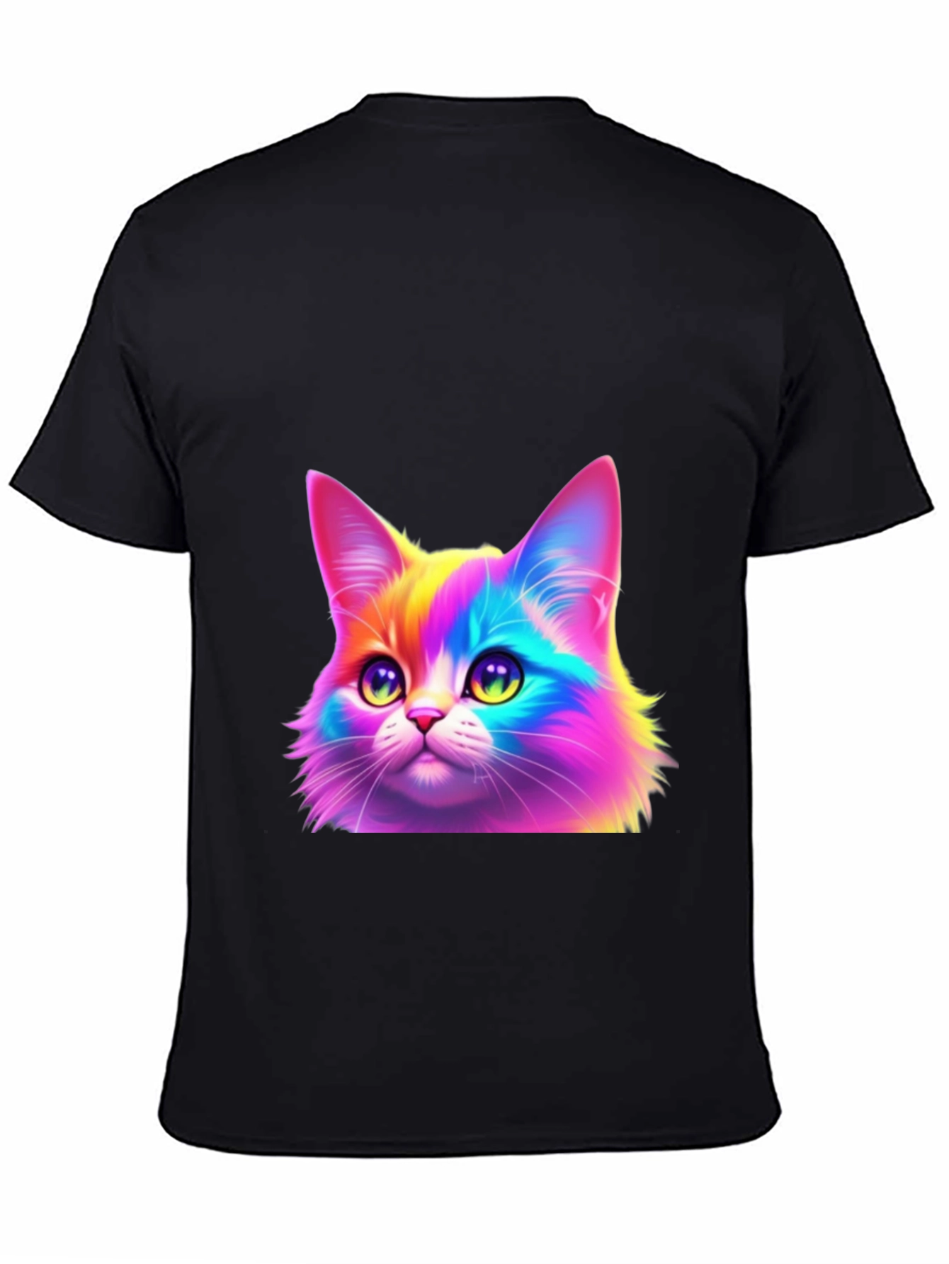 Rainbow Cat Graphic Tee - Black Cotton Blend