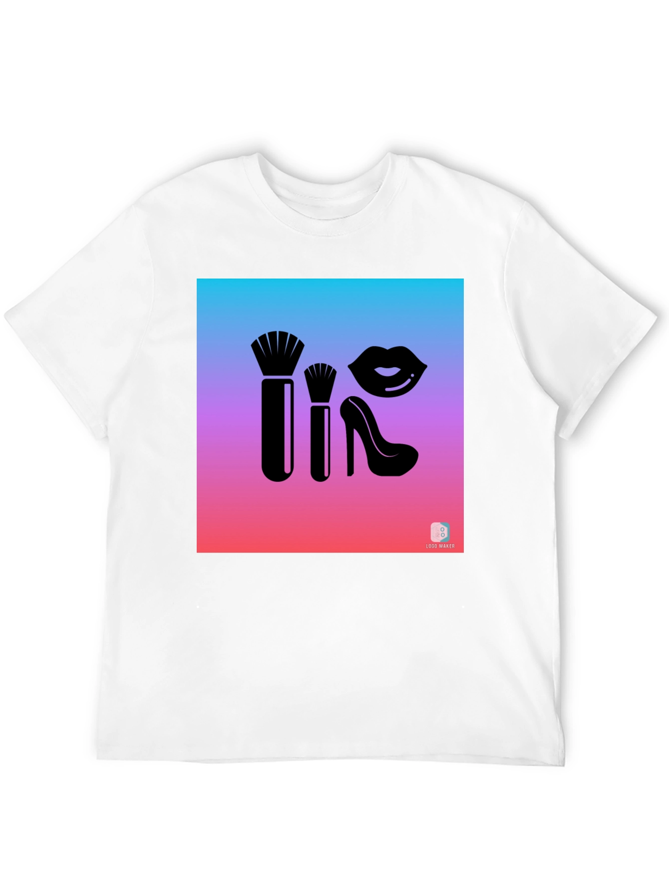 Makeup Brush and Lips Graphic Tee