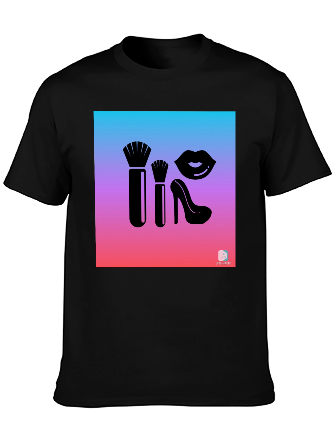 Makeup Brush and Lips Graphic Tee